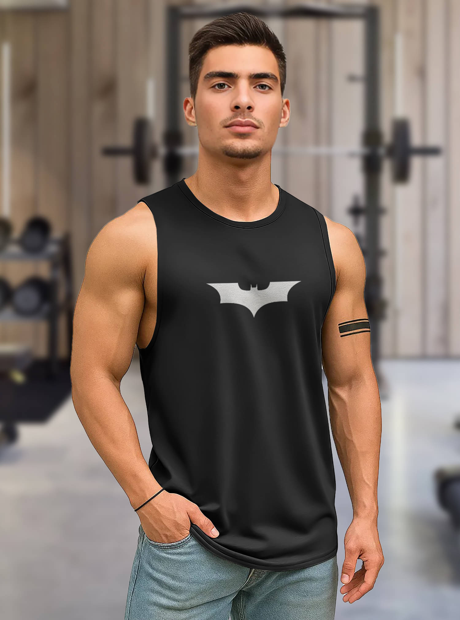     			Tenrun Pack of 1 Polyester Basic Vest For Men ( Black )