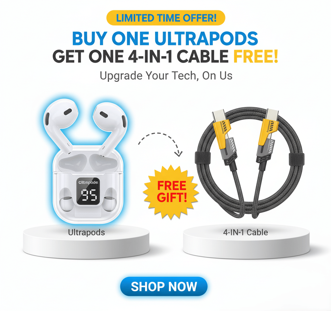     			Ultrapods Earpod True Wireless Bluetooth, Sweat Proof + 4 in 1 cable free