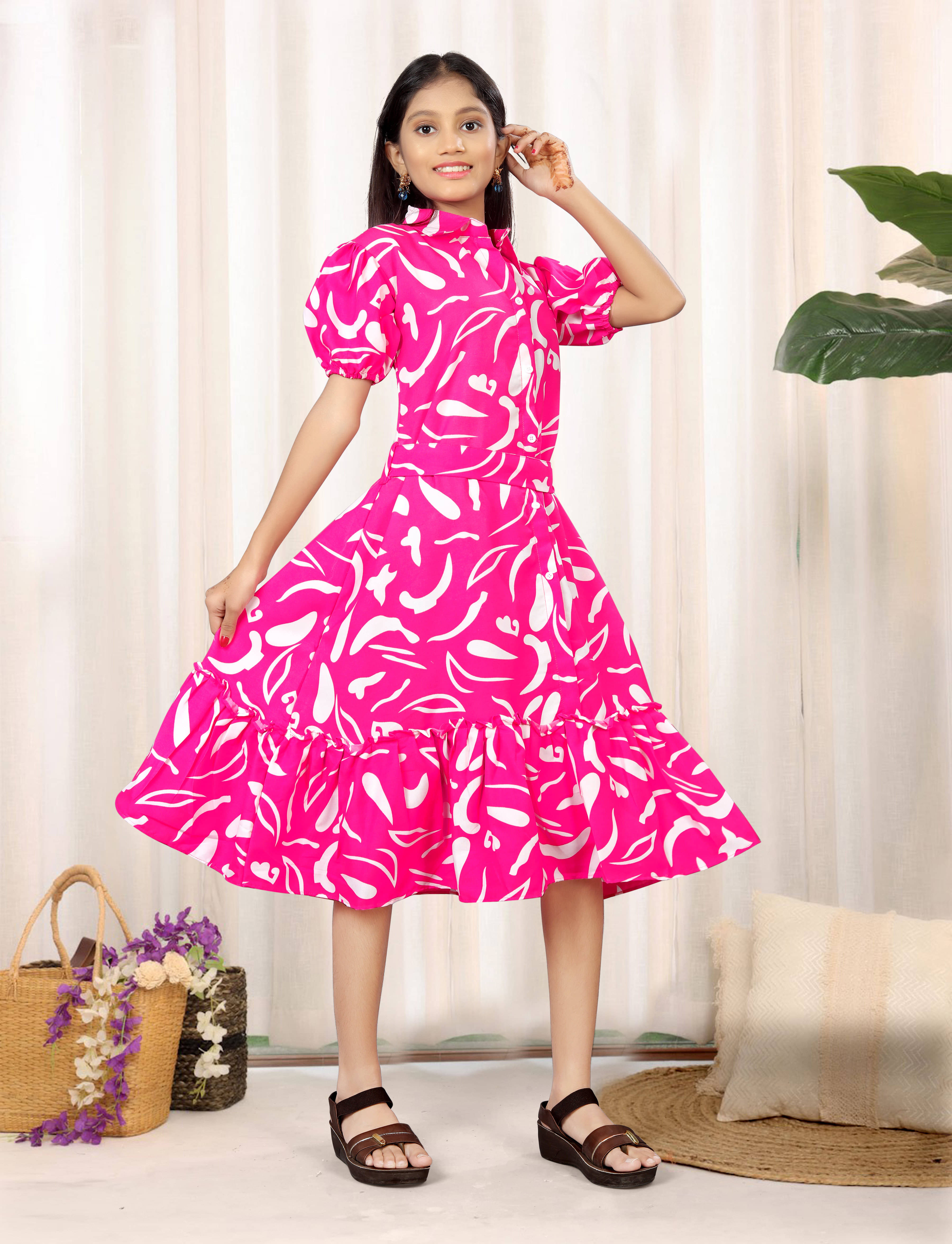     			Various Vault Rayon Dress For Girls ( Pack of 1 , Light Pink )