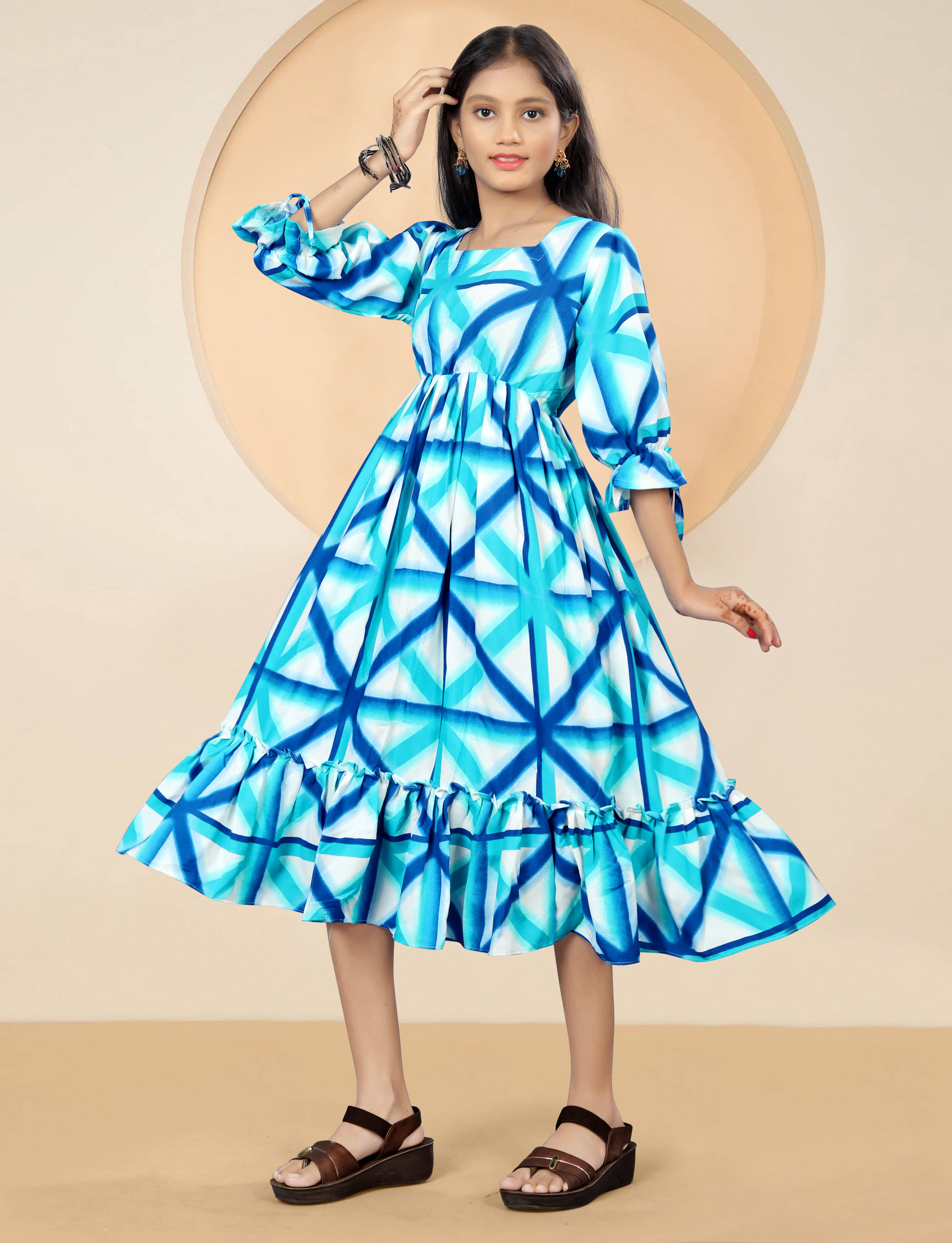     			Various Vault Rayon Dress For Girls ( Pack of 1 , Sky Blue )