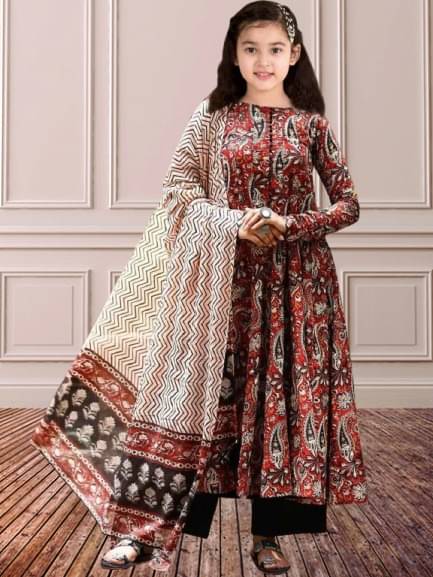 Vetrokart Girls Cotton Blend Kurti with Salwar ( Pack of 1 , Brown ) Vetrokart Girls Cotton Blend Kurti with Salwar ( Pack of 1 , Brown )