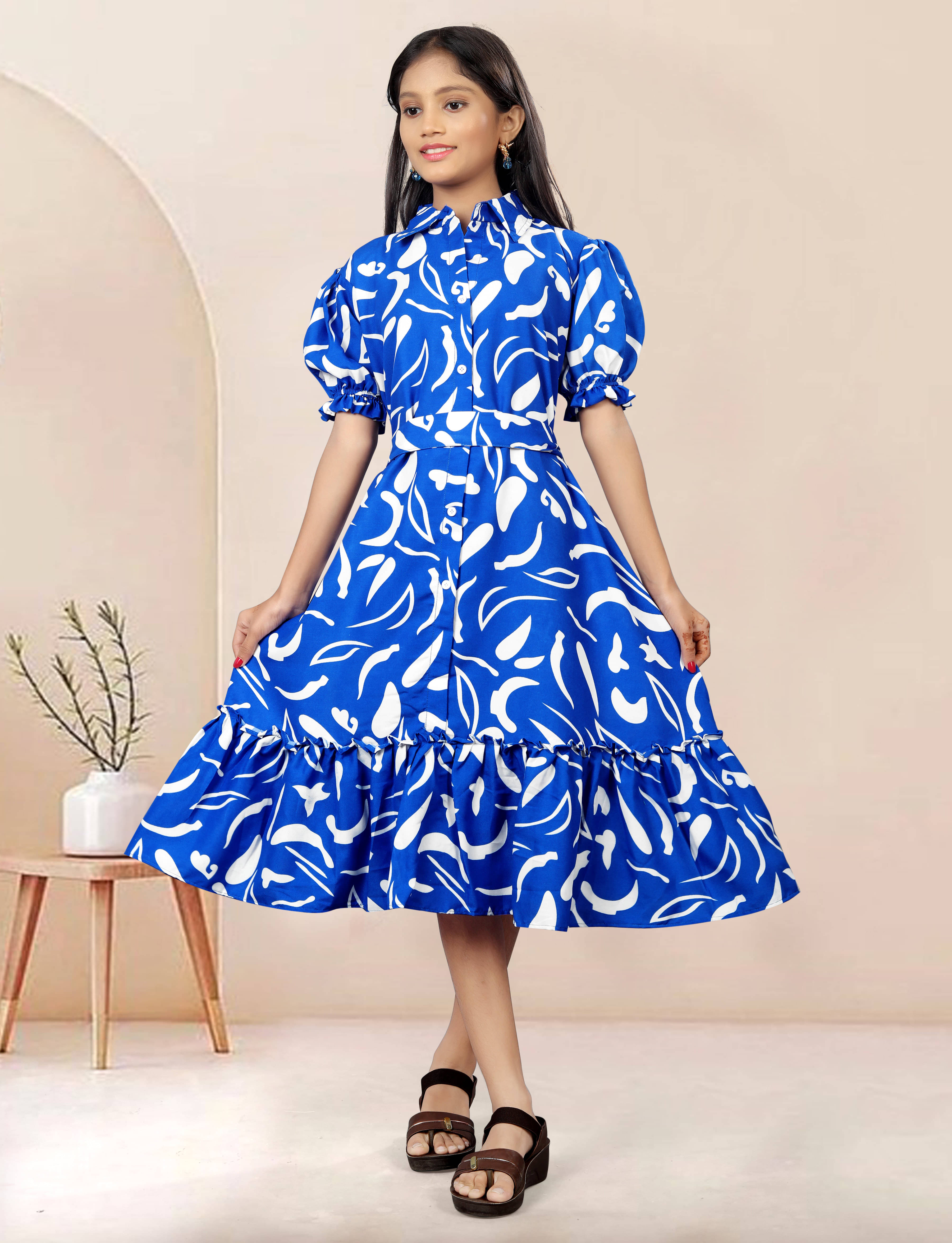     			Vetrokart Rayon Dress For Girls ( Pack of 1 , Dark Blue )