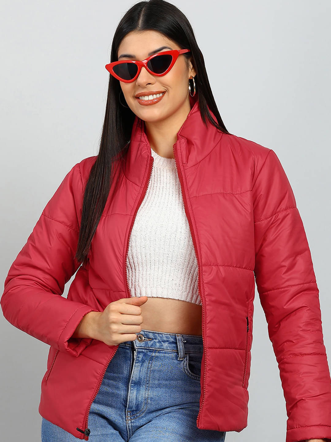     			XFOX - Polyester Red Quilted/Padded Jackets