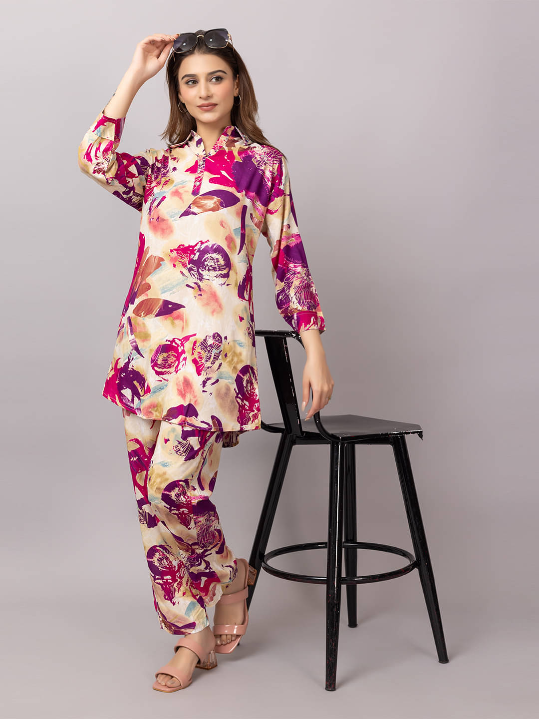     			Xenios Women Shirt With Palazzos Co-Ord Set ( Multicolor )