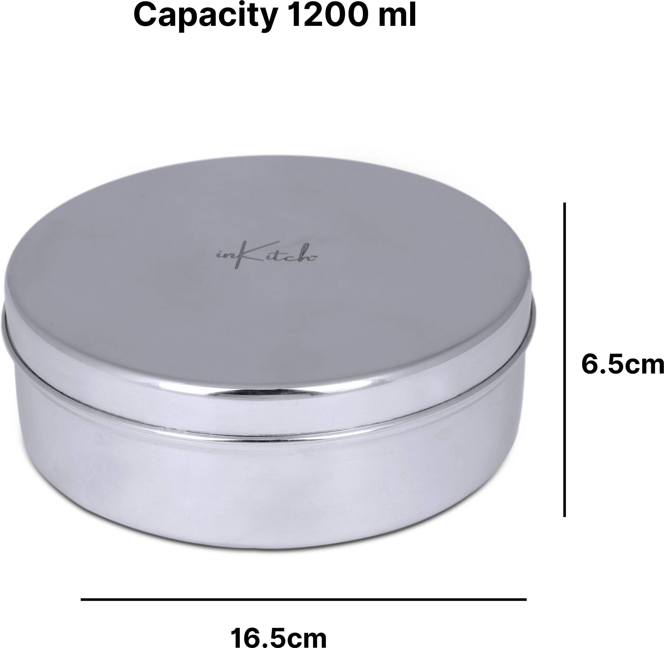 inKitch Belly Puri Dabba Steel Silver Utility Container ( Set of 1 )     			inKitch Belly Puri Dabba Steel Silver Utility Container ( Set of 1 )