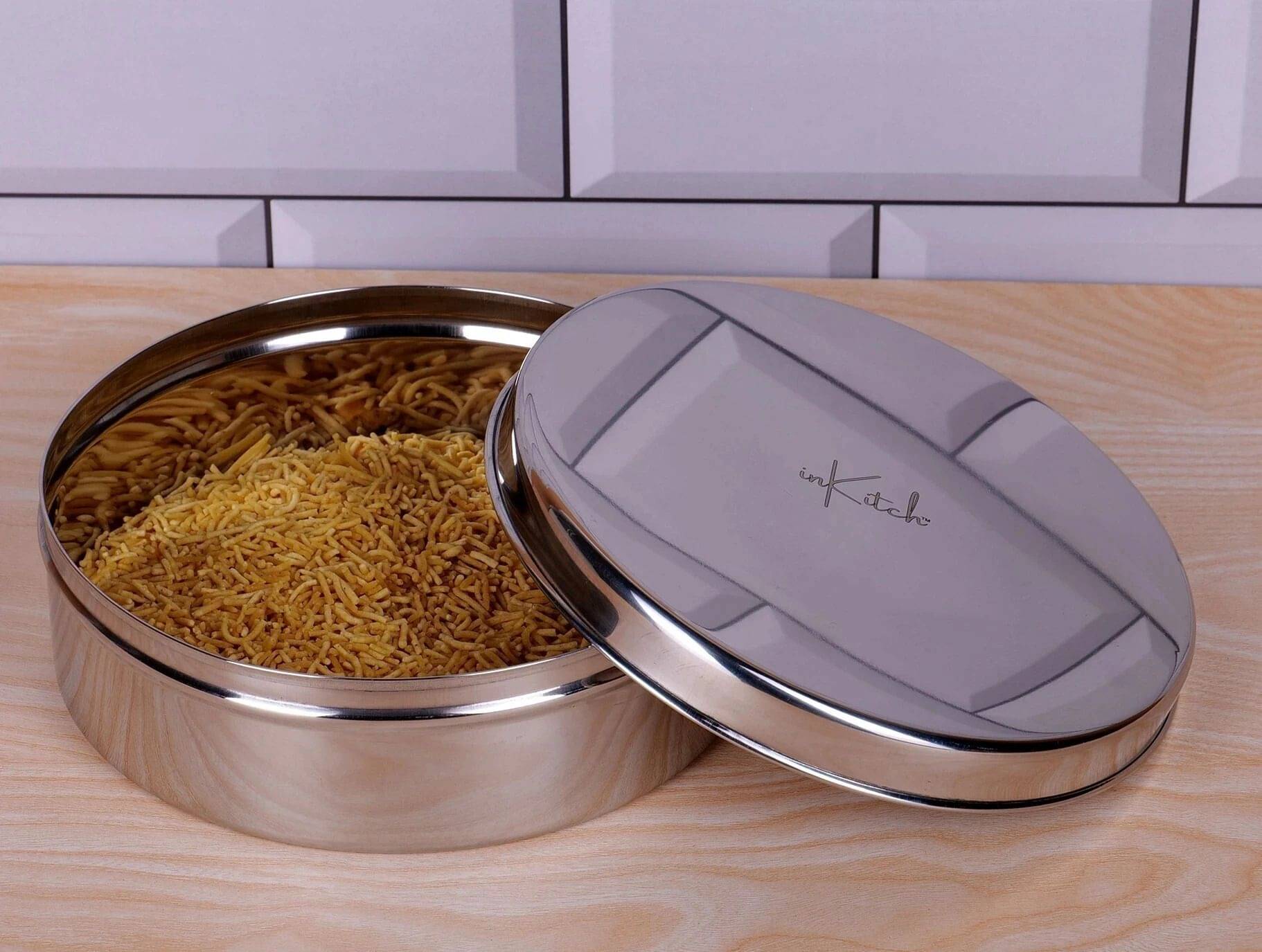 inKitch Belly Puri Dabba Steel Silver Utility Container ( Set of 1 )     			inKitch Belly Puri Dabba Steel Silver Utility Container ( Set of 1 )