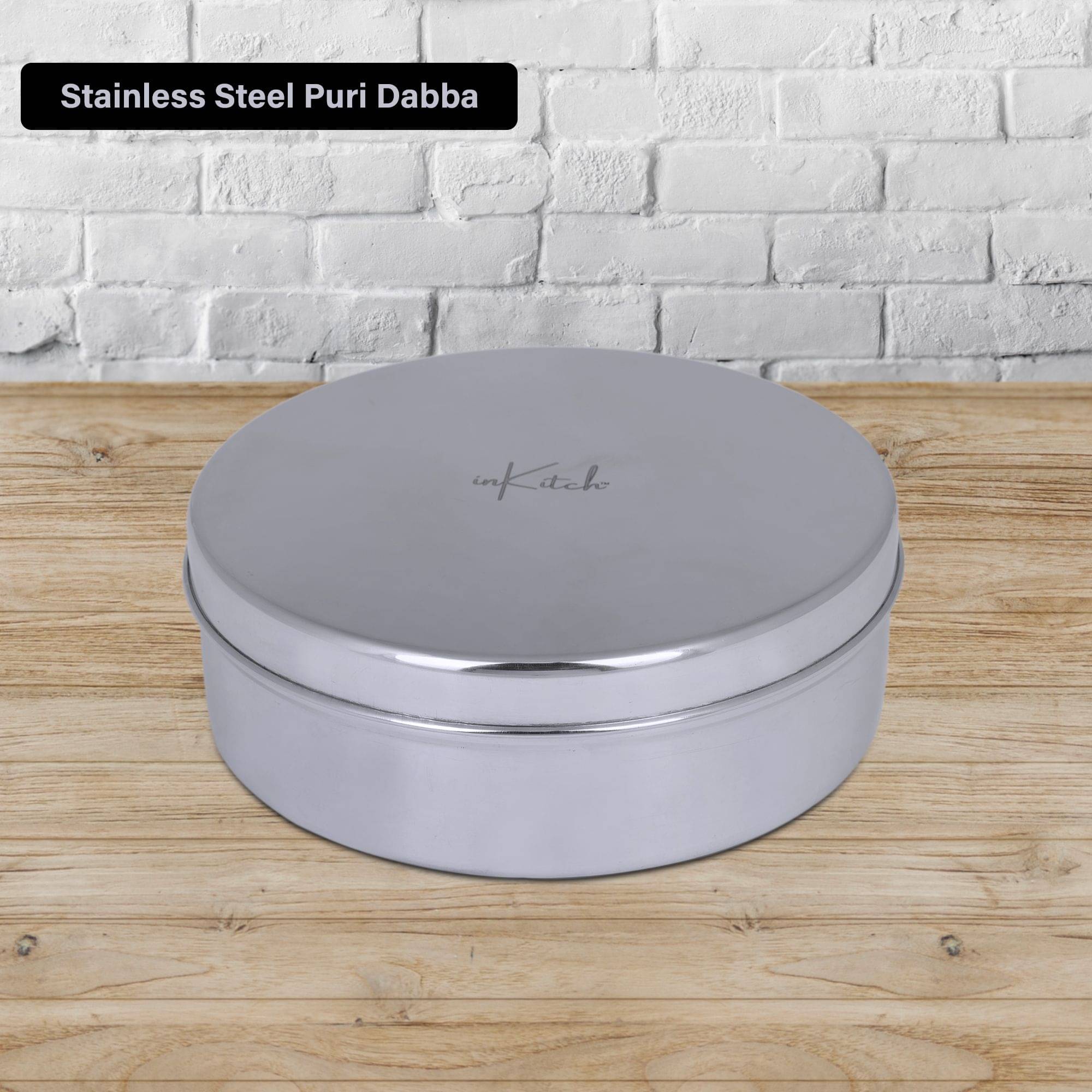 inKitch Belly Puri Dabba Steel Silver Utility Container ( Set of 1 )     			inKitch Belly Puri Dabba Steel Silver Utility Container ( Set of 1 )