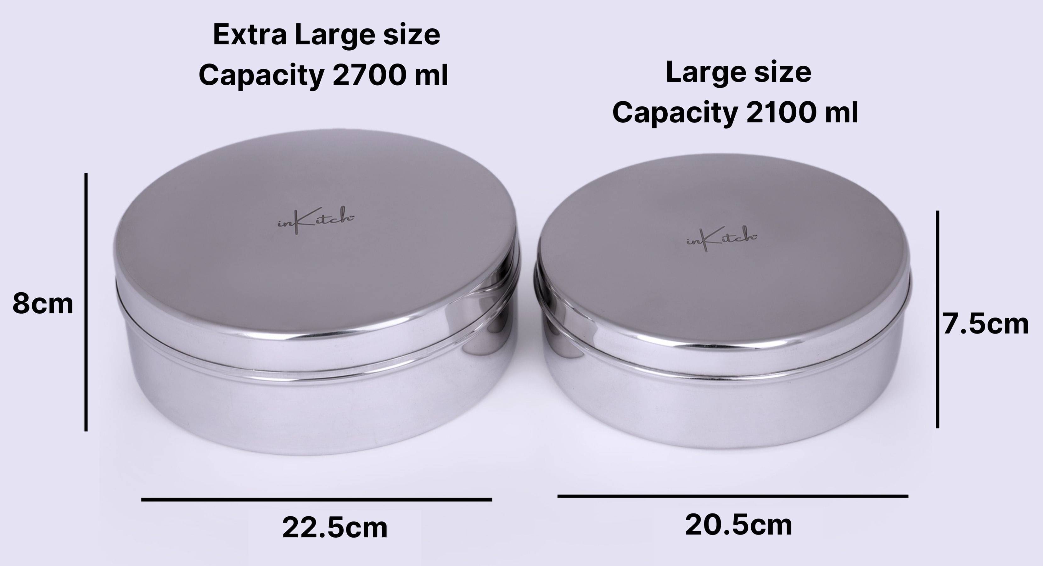 inKitch Belly Puri Dabba Steel Silver Utility Container ( Set of 2 )     			inKitch Belly Puri Dabba Steel Silver Utility Container ( Set of 2 )