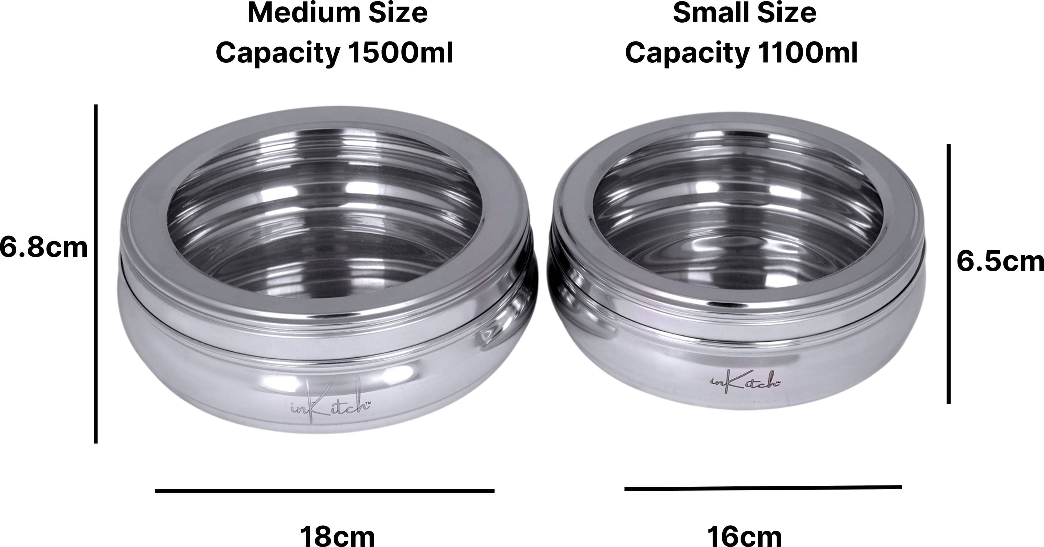 inKitch See Through Puri Steel Silver Utility Container ( Set of 2 ) inKitch See Through Puri Steel Silver Utility Container ( Set of 2 )