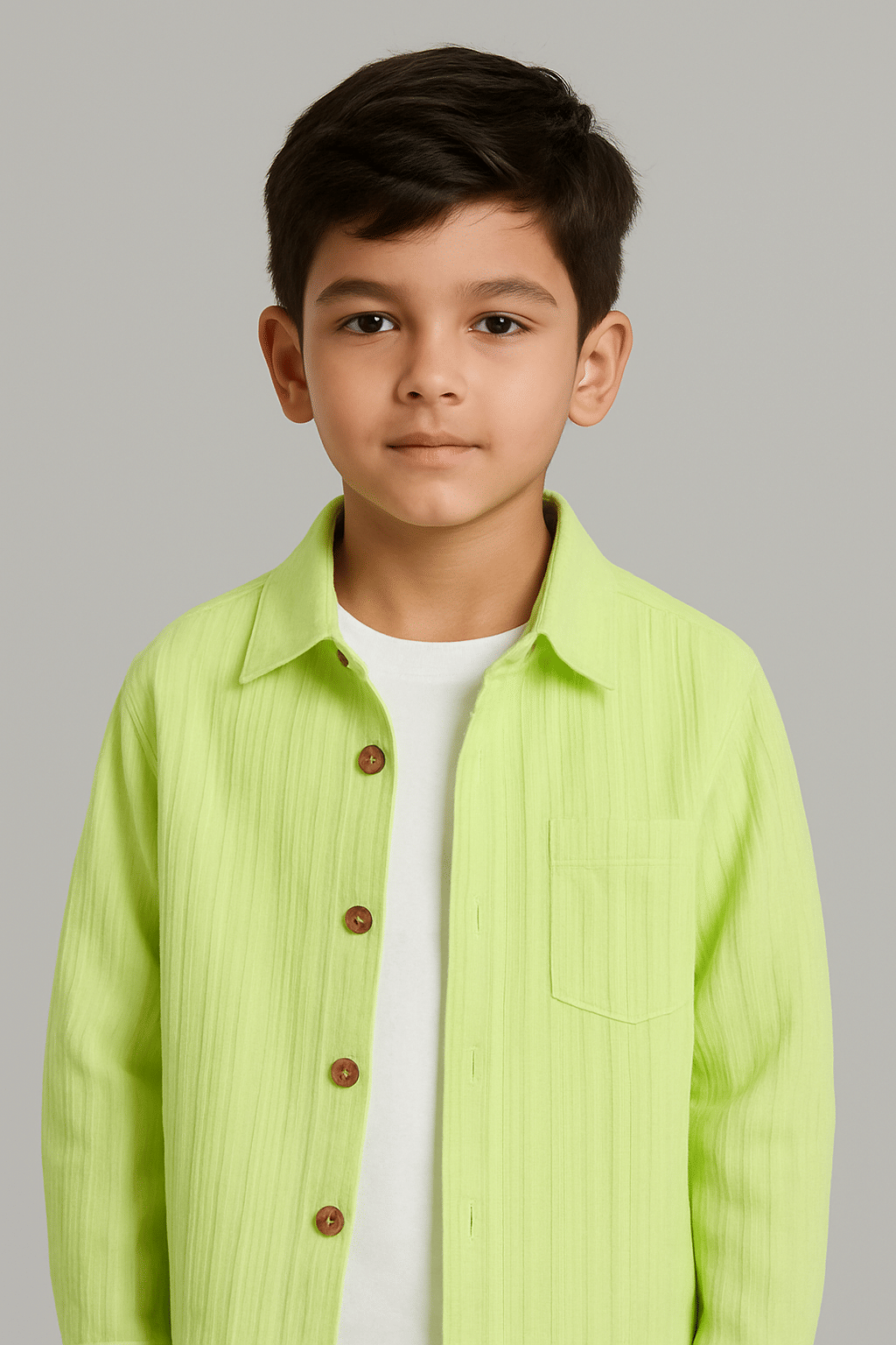     			kavlo Pack of 1 Boys Cotton Blend Full Sleeves Shirt ( Light Yellow )