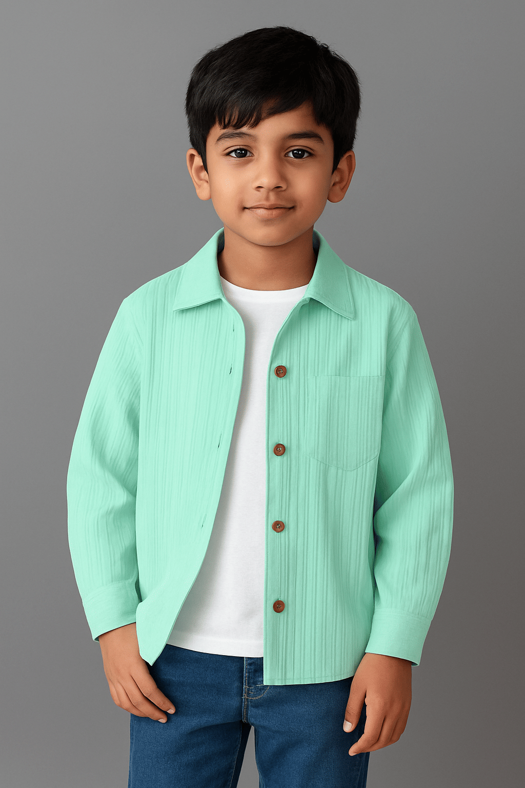     			kavlo Pack of 1 Boys Cotton Blend Full Sleeves Shirt ( Light Green )