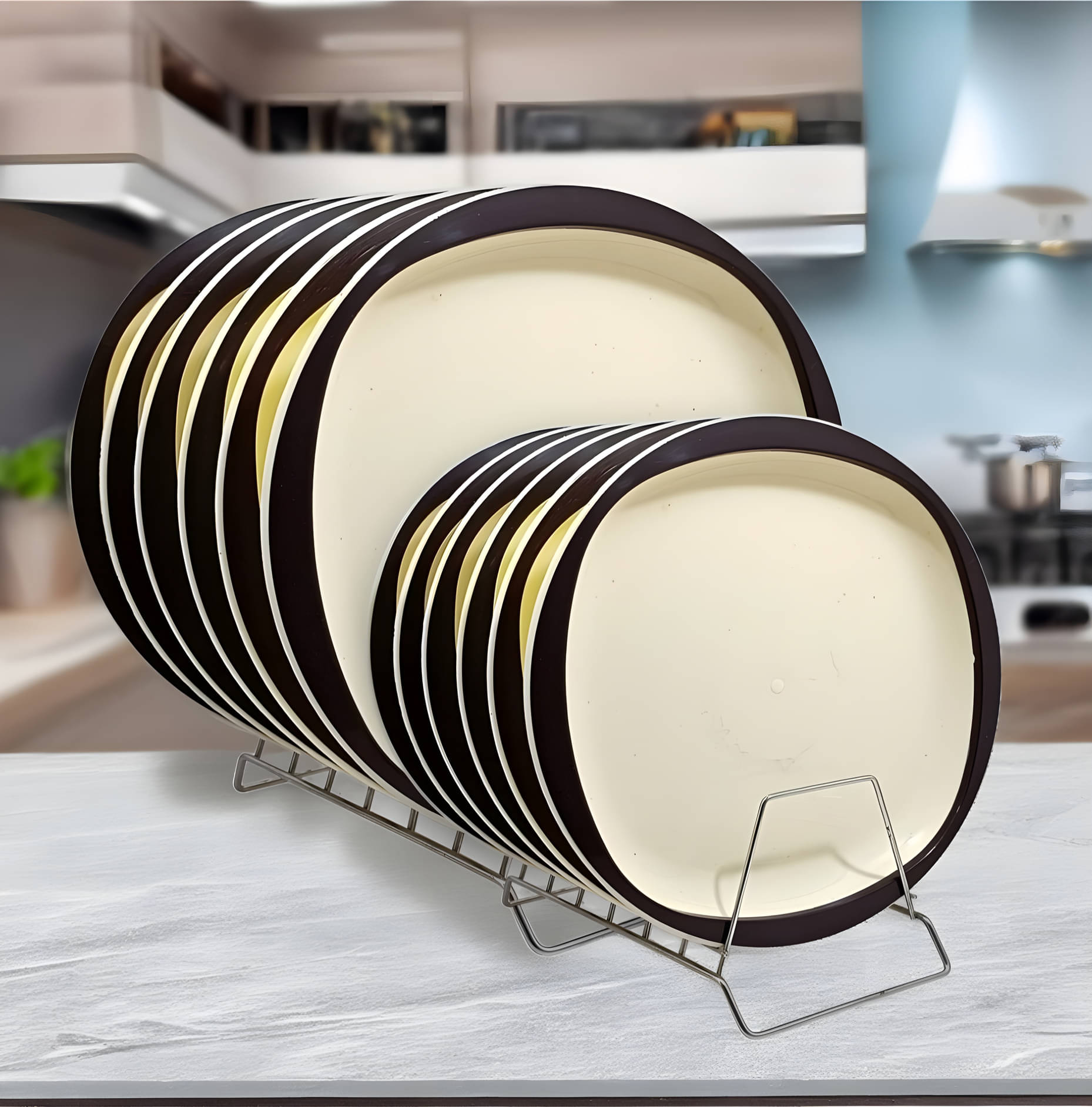 kitchrox 12 Pcs Plastic Beige Full Plate & Half Plate kitchrox 12 Pcs Plastic Beige Full Plate & Half Plate
