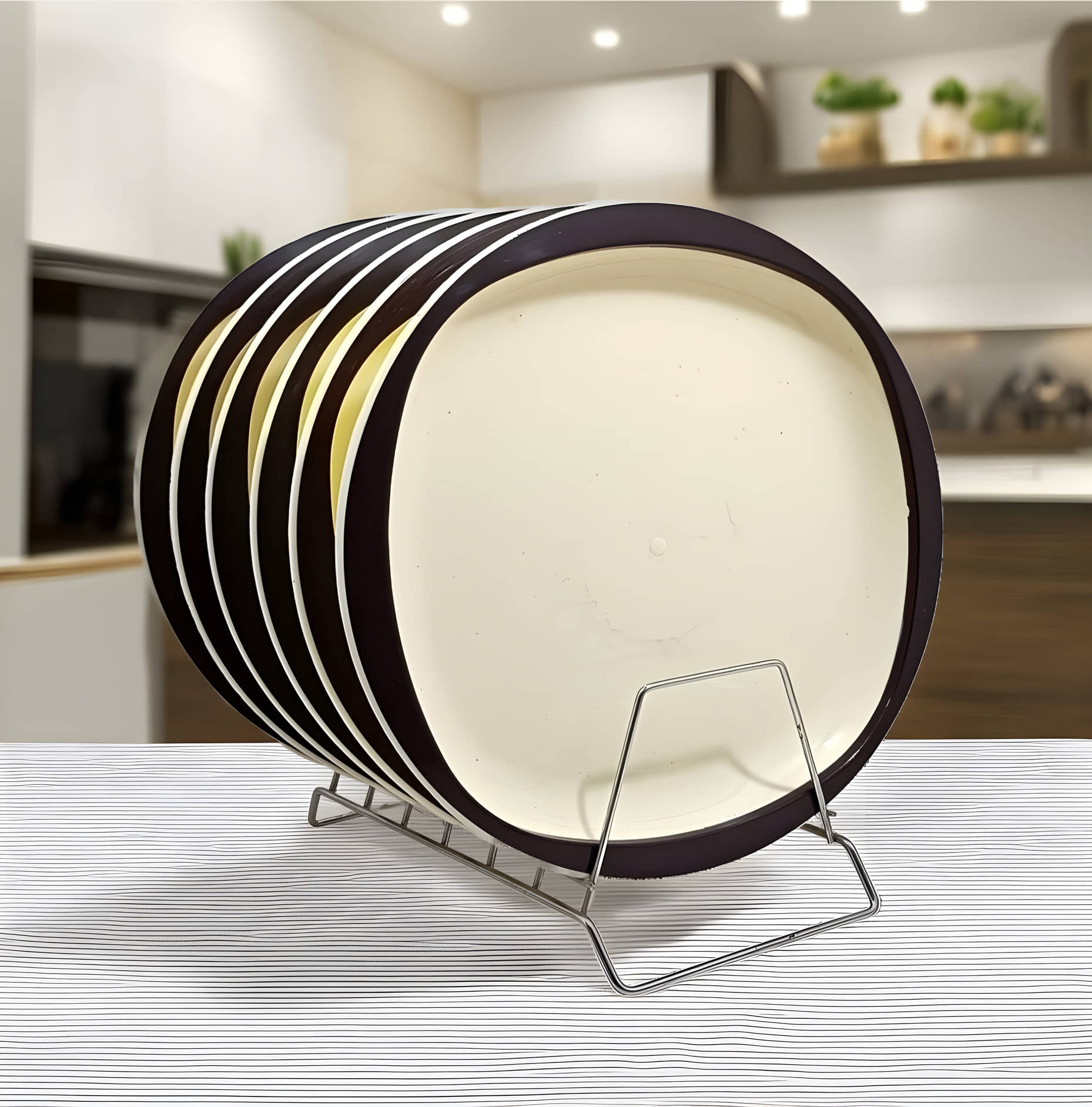 kitchrox 6 Pcs Plastic Beige Full Plate
