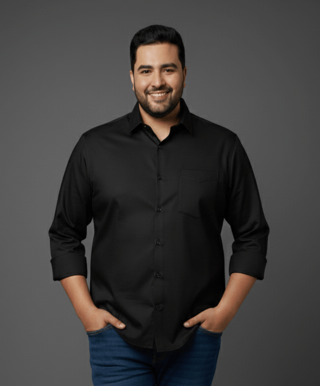 wishtara Cotton Blend Regular Fit Full Sleeves Men's Formal Shirt - Black ( Pack of 1 )     			wishtara Cotton Blend Regular Fit Full Sleeves Men's Formal Shirt - Black ( Pack of 1 )