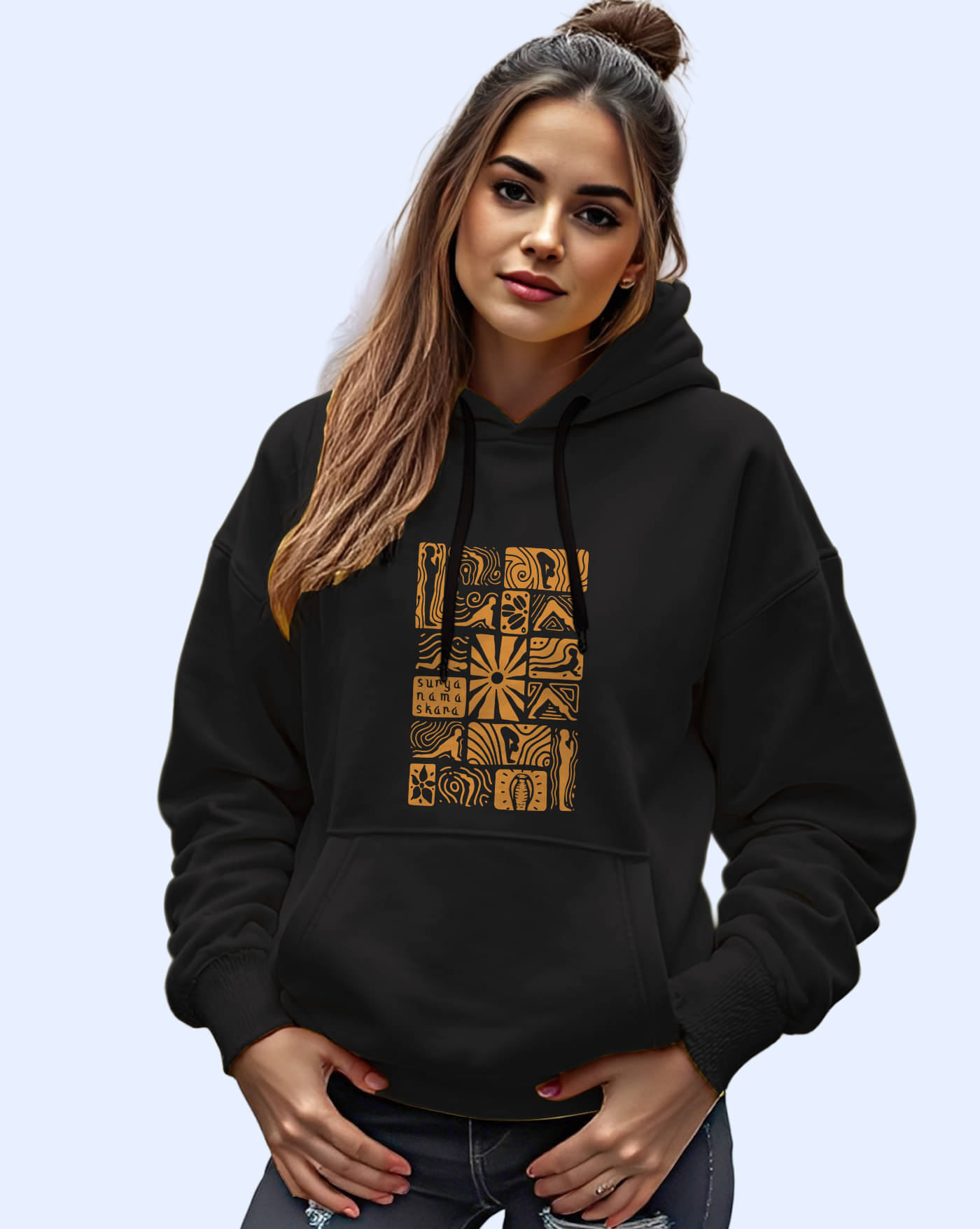     			AOOSH Women Fleece Hooded Sweatshirt For Light Winters ( Black )