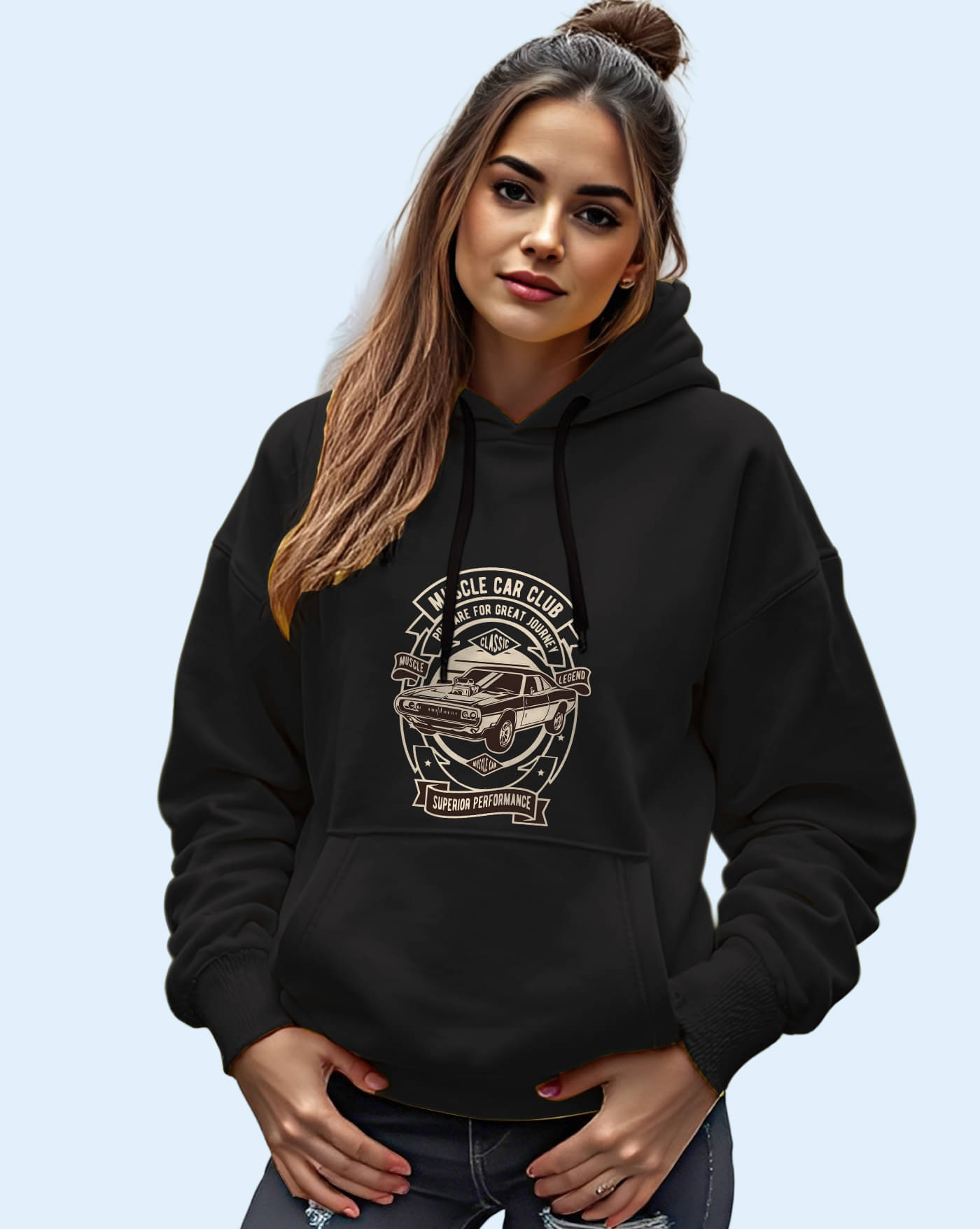 AOOSH Women Fleece Hooded Sweatshirt For Light Winters ( Black )     			AOOSH Women Fleece Hooded Sweatshirt For Light Winters ( Black )