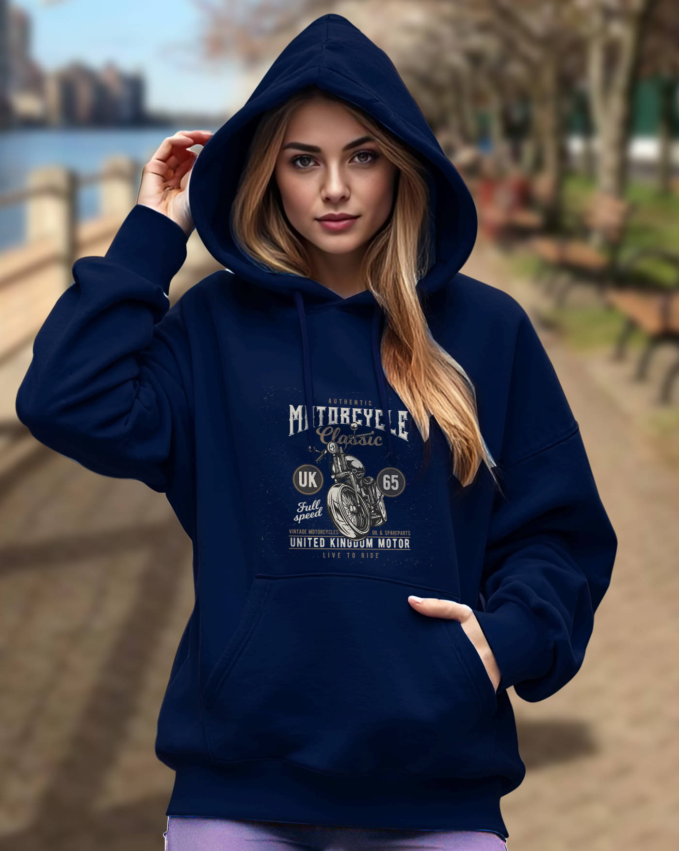    			AOOSH Women Fleece Hooded Sweatshirt For Light Winters ( Blue )