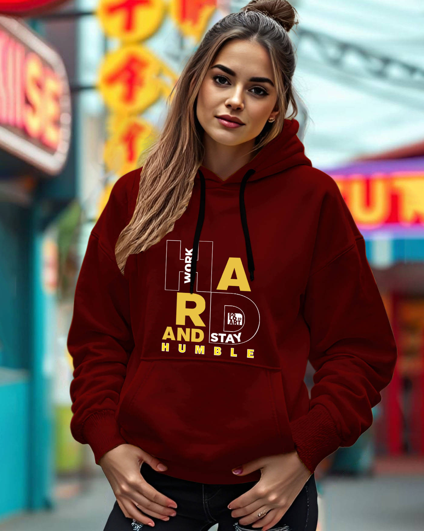 AOOSH Women Fleece Hooded Sweatshirt For Light Winters ( Maroon )     			AOOSH Women Fleece Hooded Sweatshirt For Light Winters ( Maroon )