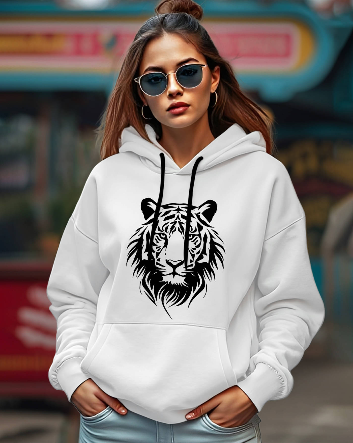     			AUSK Women Fleece Hooded Sweatshirt For Light Winters ( White )