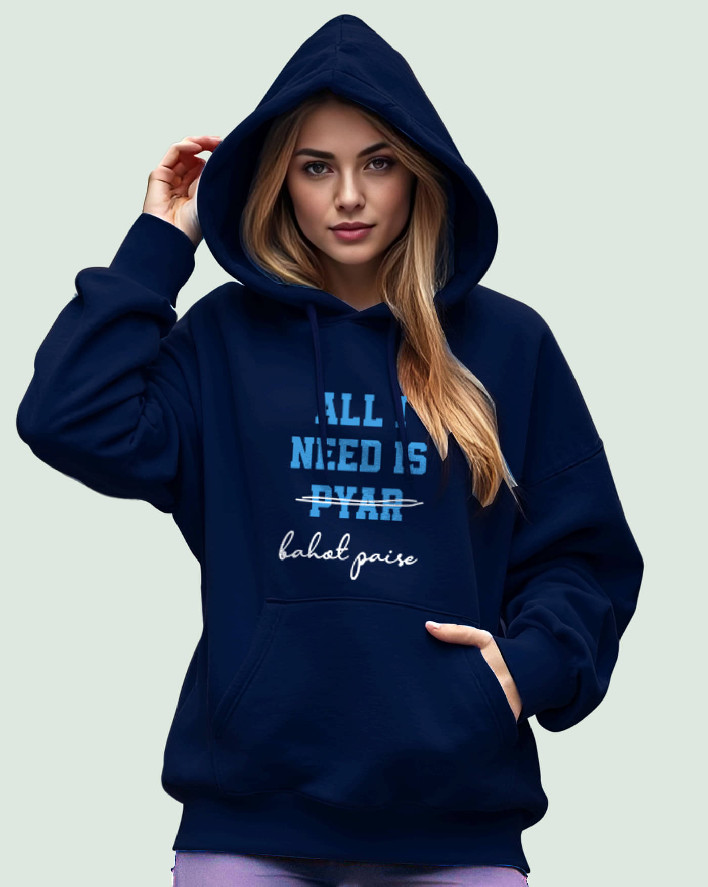     			AUSK Women Fleece Hooded Sweatshirt For Light Winters ( Blue )