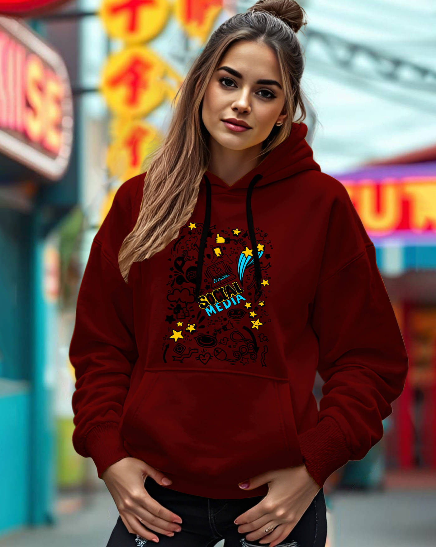     			AUSK Women Fleece Hooded Sweatshirt For Light Winters ( Maroon )