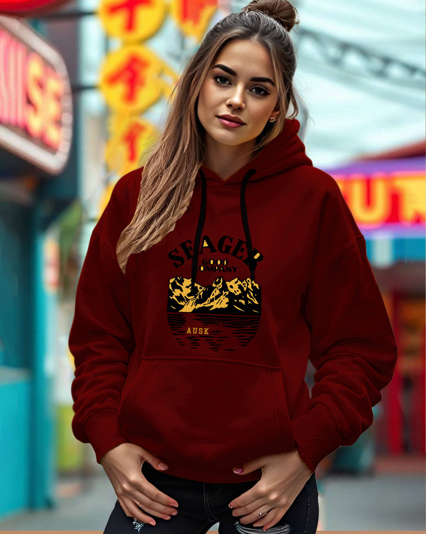     			AUSK Women Fleece Hooded Sweatshirt For Light Winters ( Maroon )