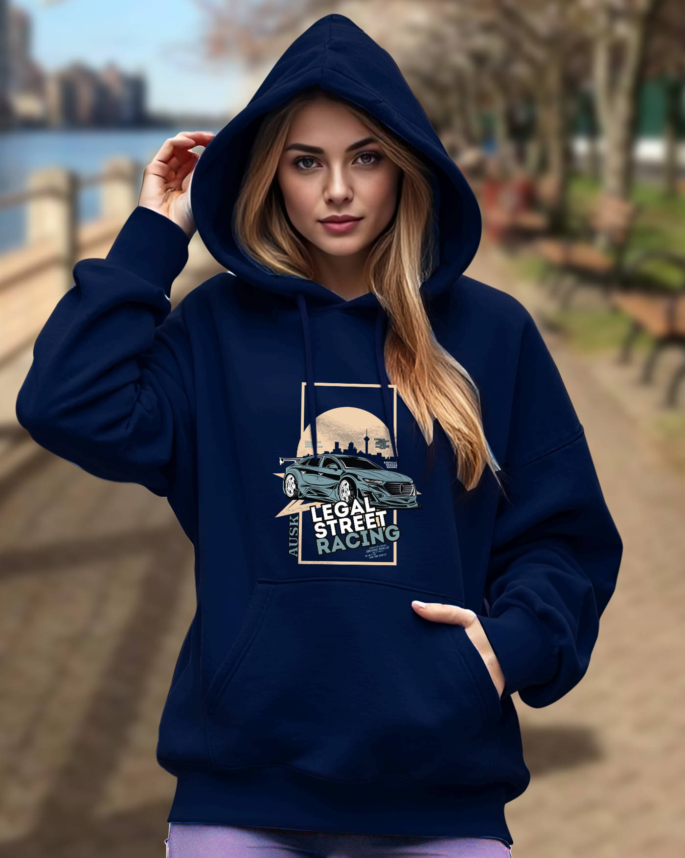     			AUSK Women Fleece Hooded Sweatshirt For Light Winters ( Blue )