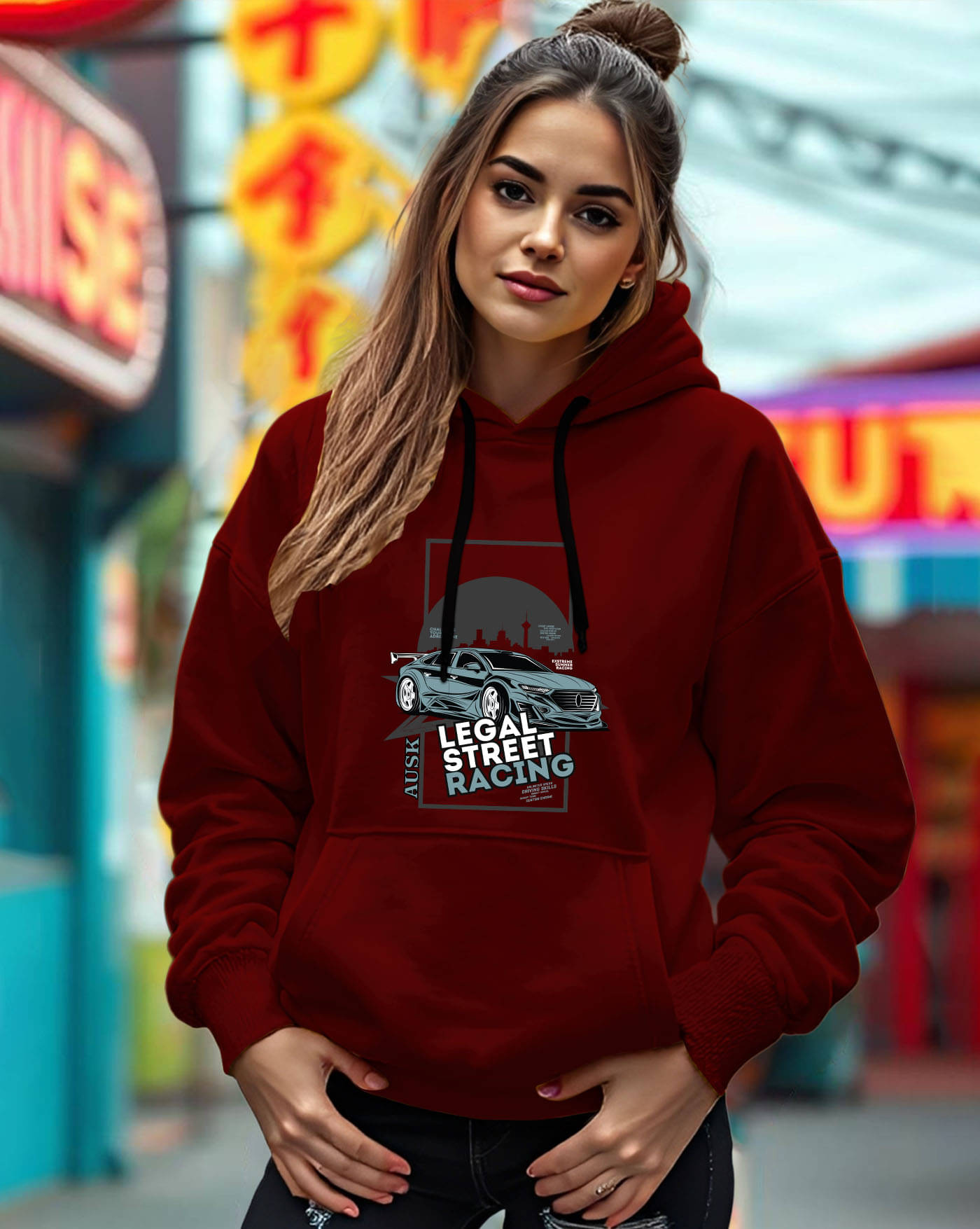     			AUSK Women Fleece Hooded Sweatshirt For Light Winters ( Maroon )