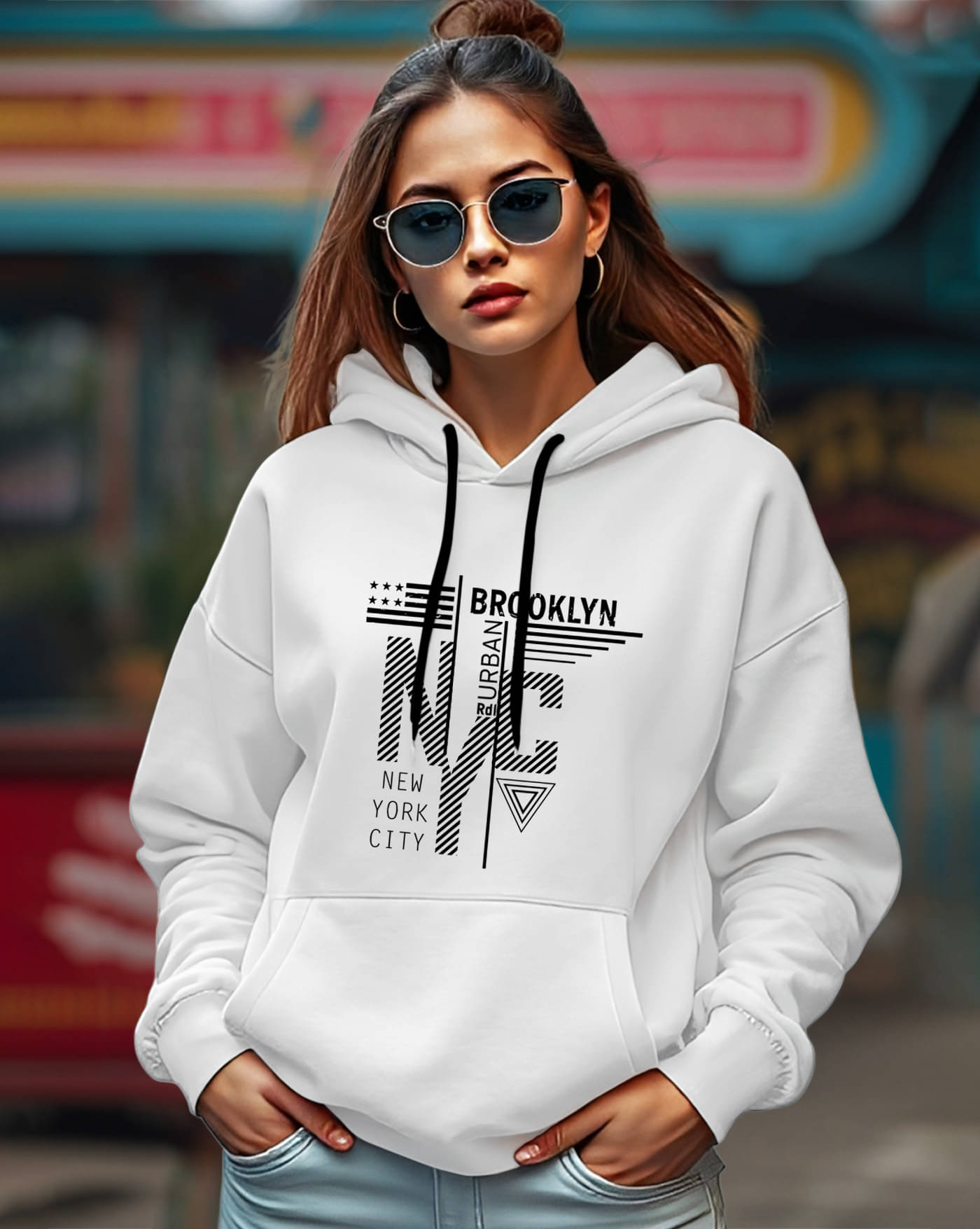    			AUSK Women Fleece Hooded Sweatshirt For Light Winters ( White )