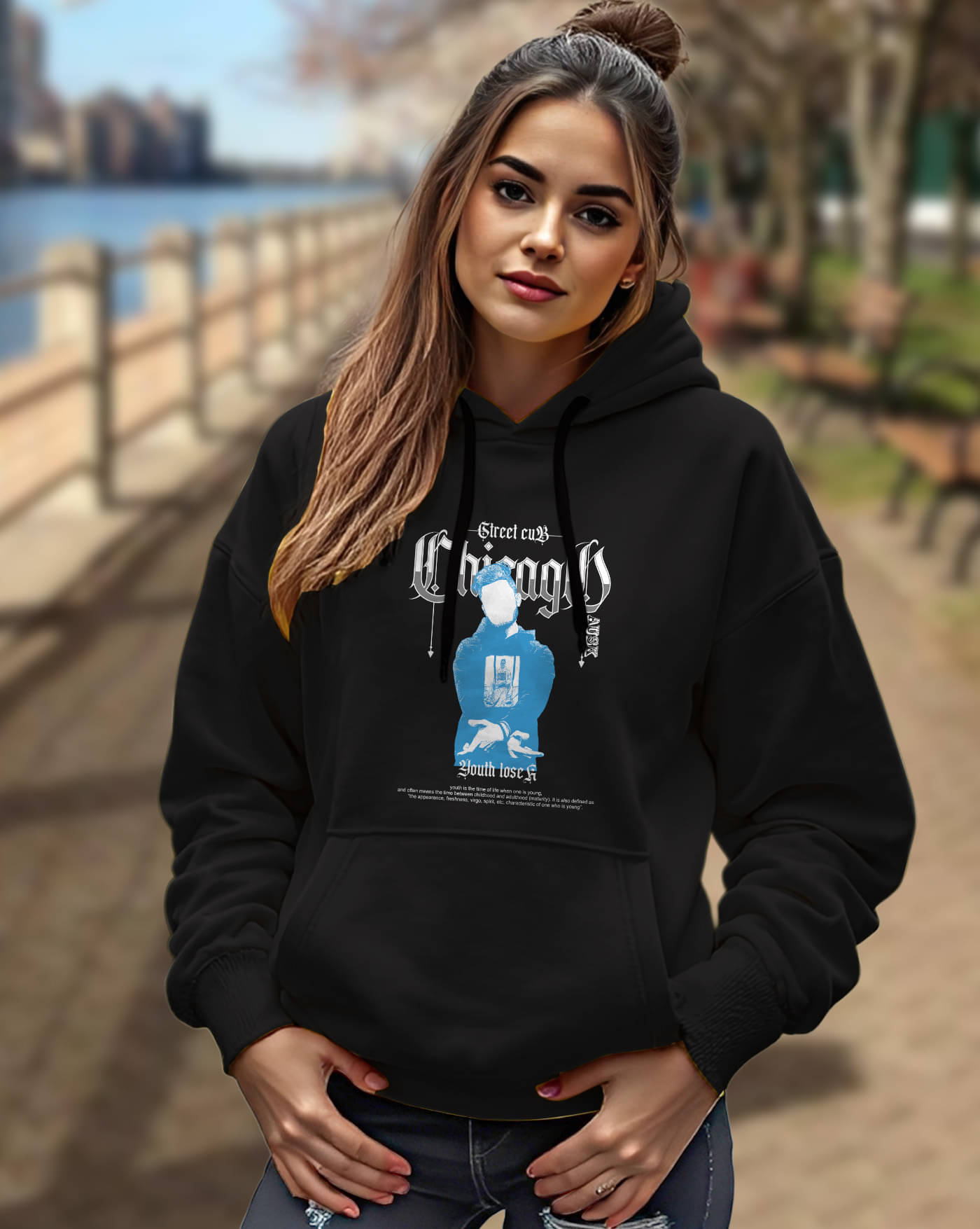     			AUSK Women Fleece Hooded Sweatshirt For Light Winters ( Black )