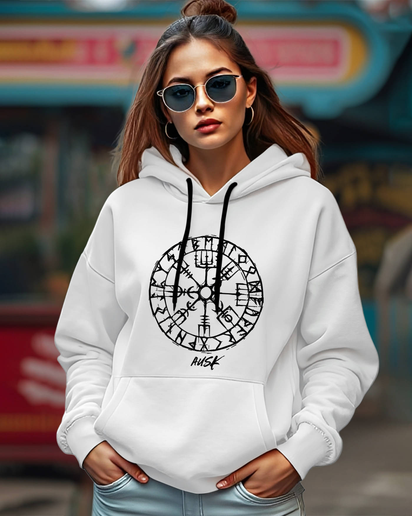     			AUSK Women Fleece Hooded Sweatshirt For Light Winters ( White )