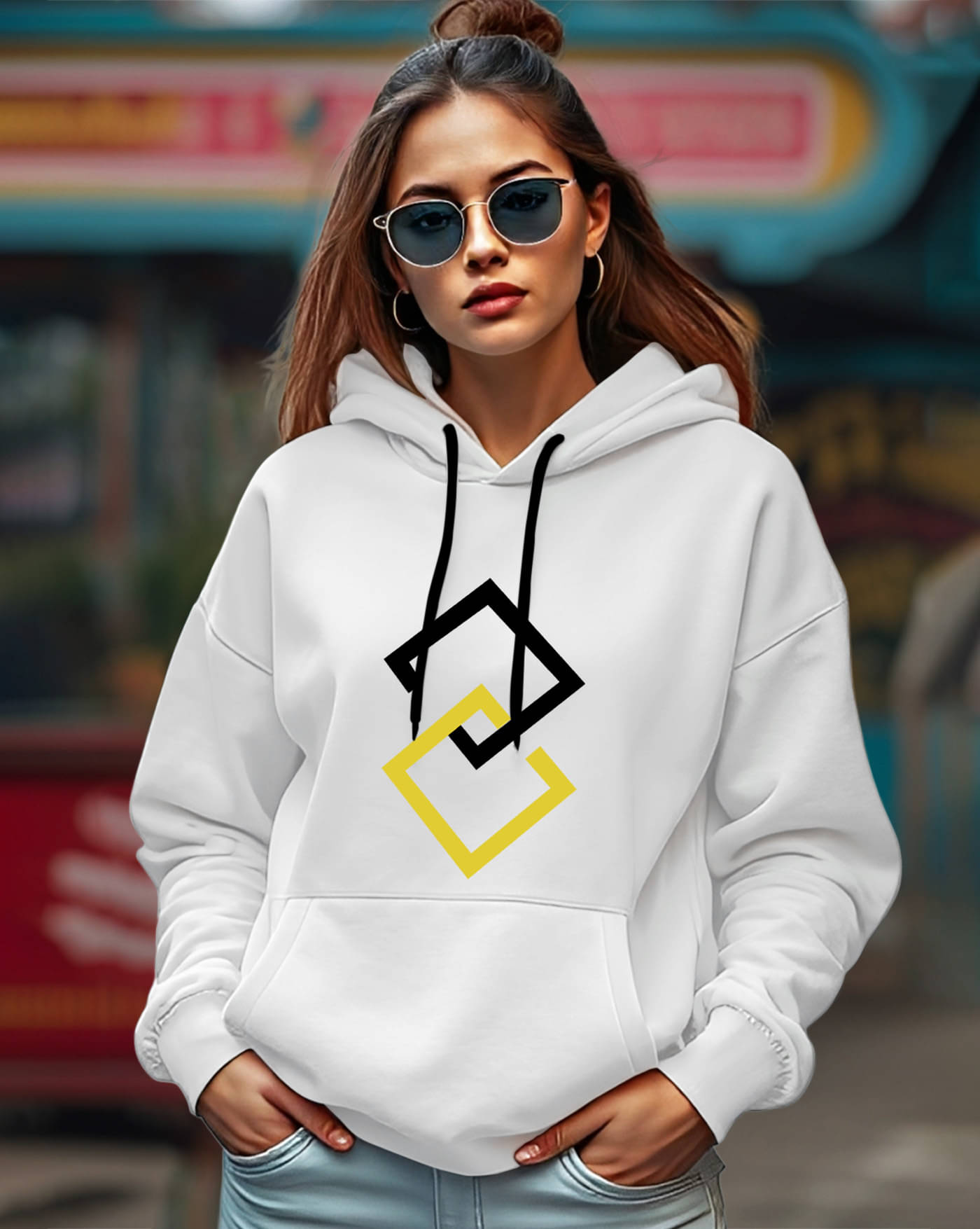     			AUSK Women Fleece Hooded Sweatshirt For Light Winters ( White )