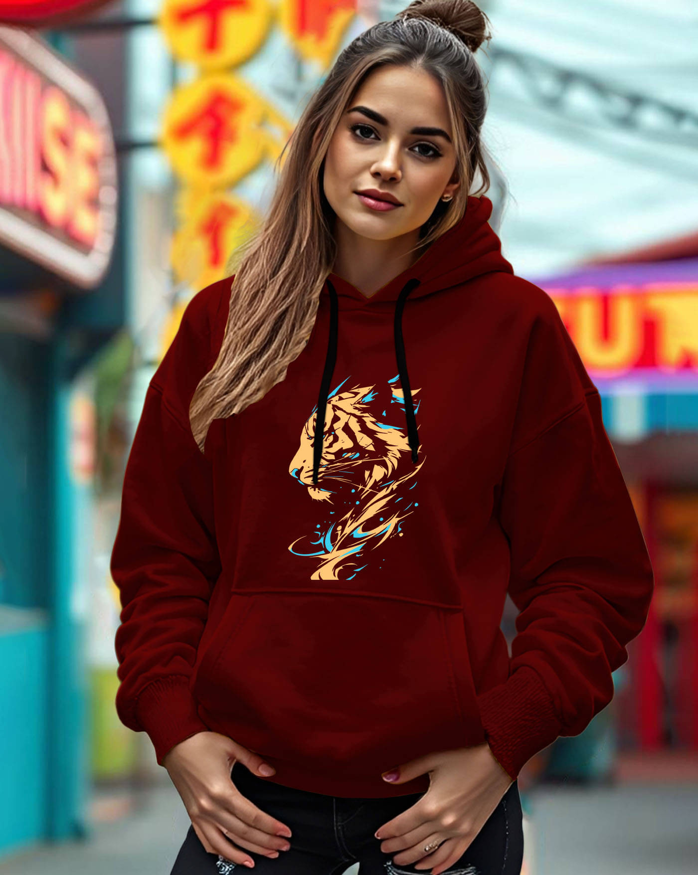     			AUSK Women Fleece Hooded Sweatshirt For Light Winters ( Maroon )