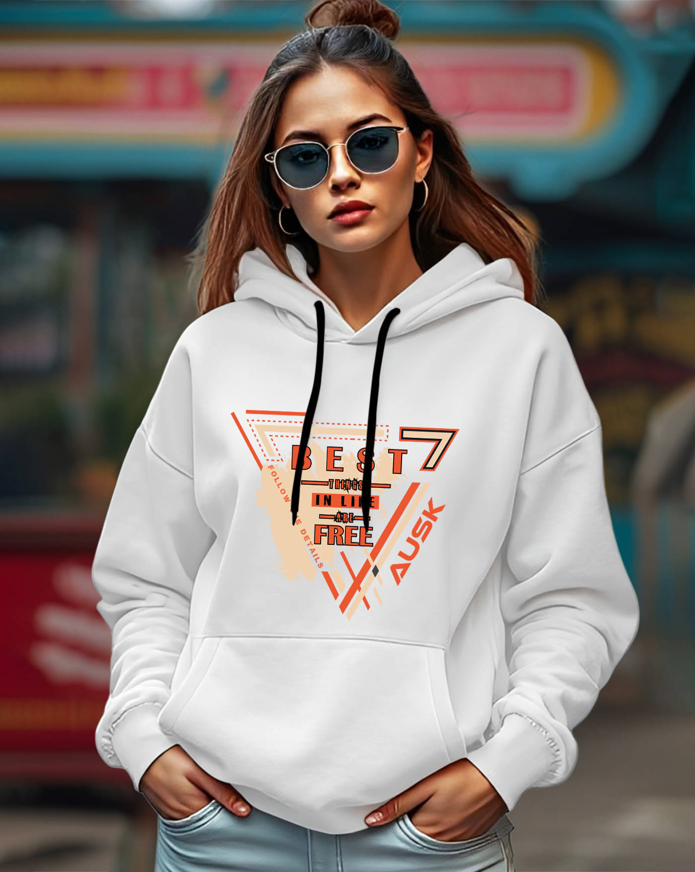     			AUSK Women Fleece Hooded Sweatshirt For Light Winters ( White )