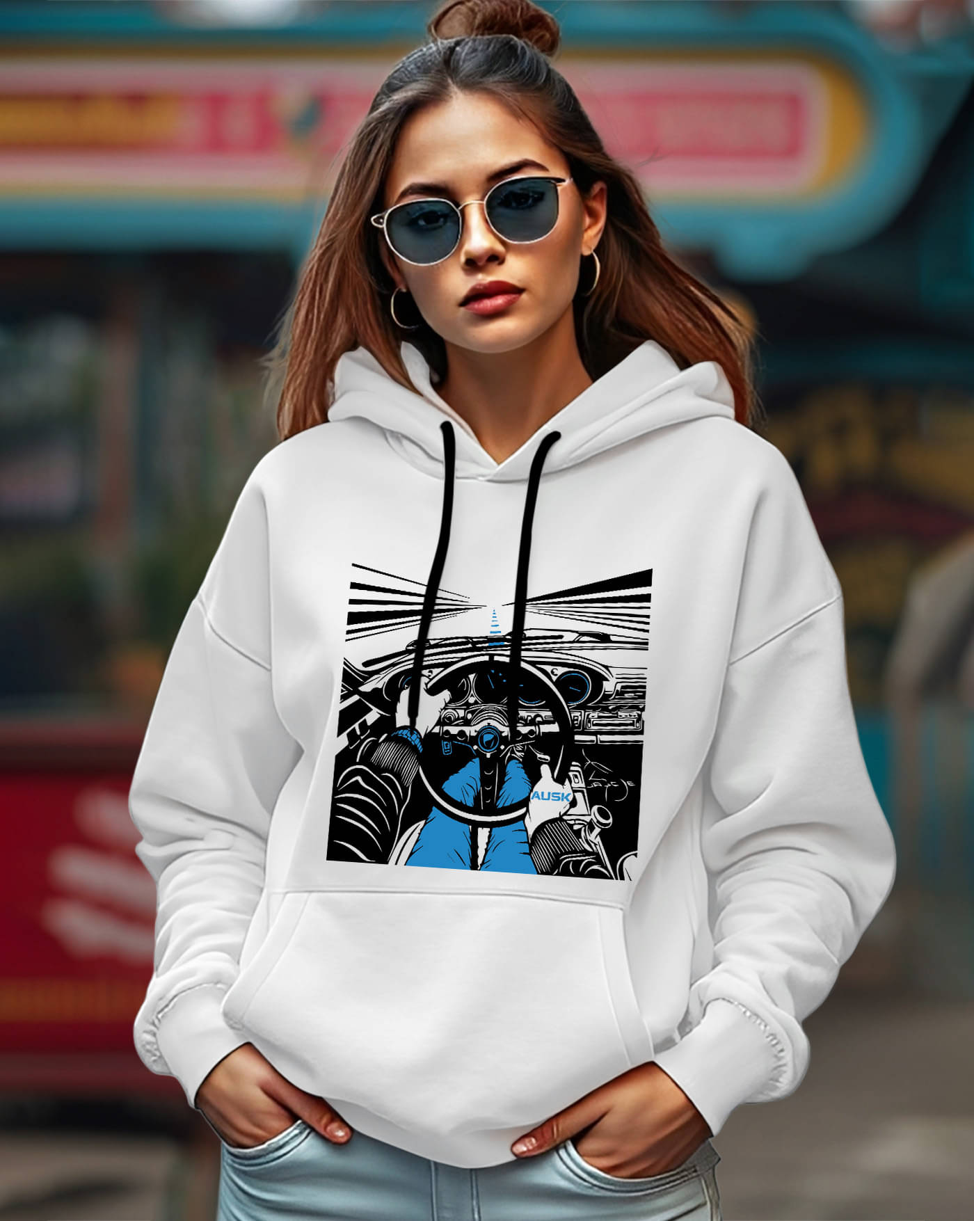     			AUSK Women Fleece Hooded Sweatshirt For Light Winters ( White )