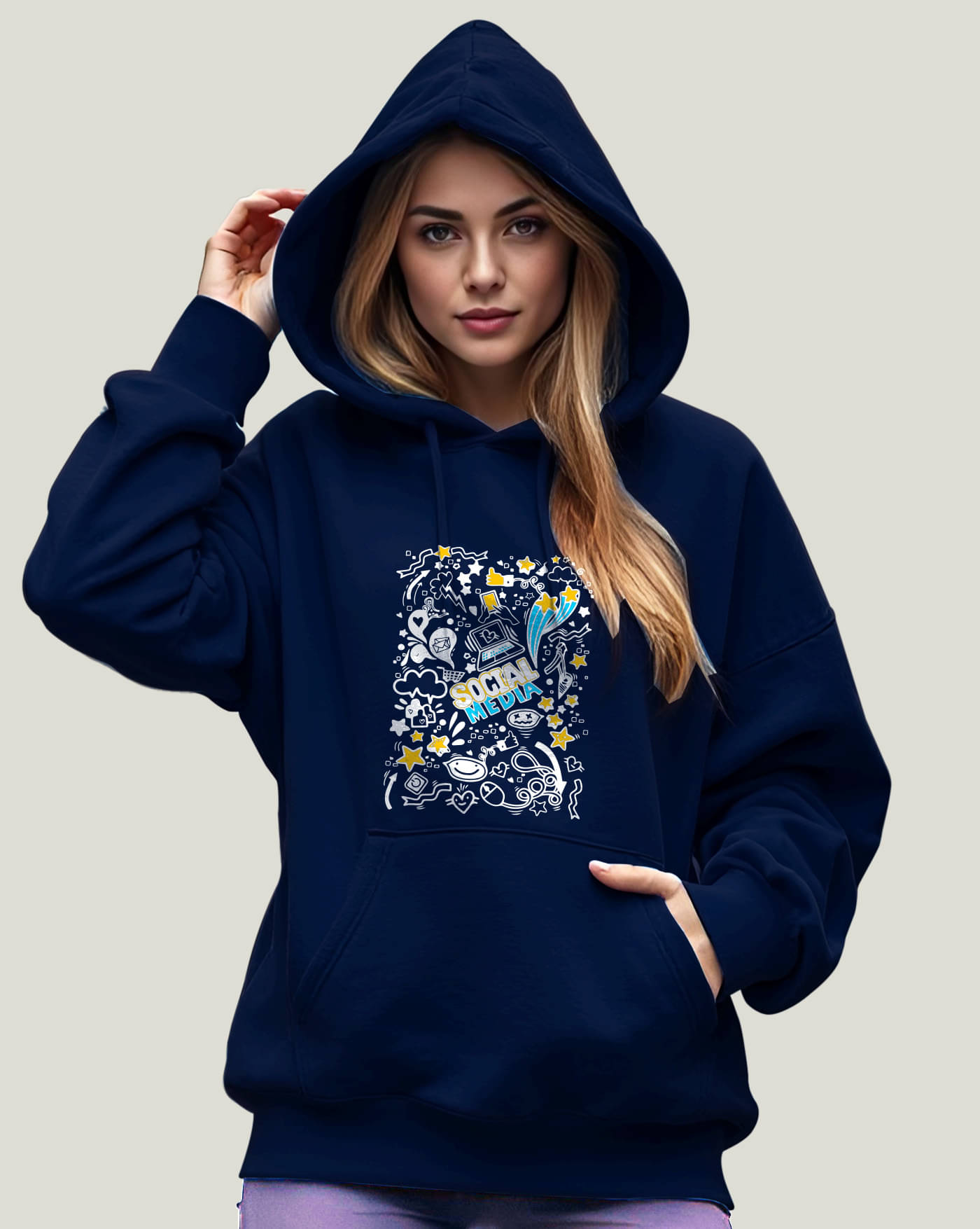     			AUSK Women Fleece Hooded Sweatshirt For Light Winters ( Blue )