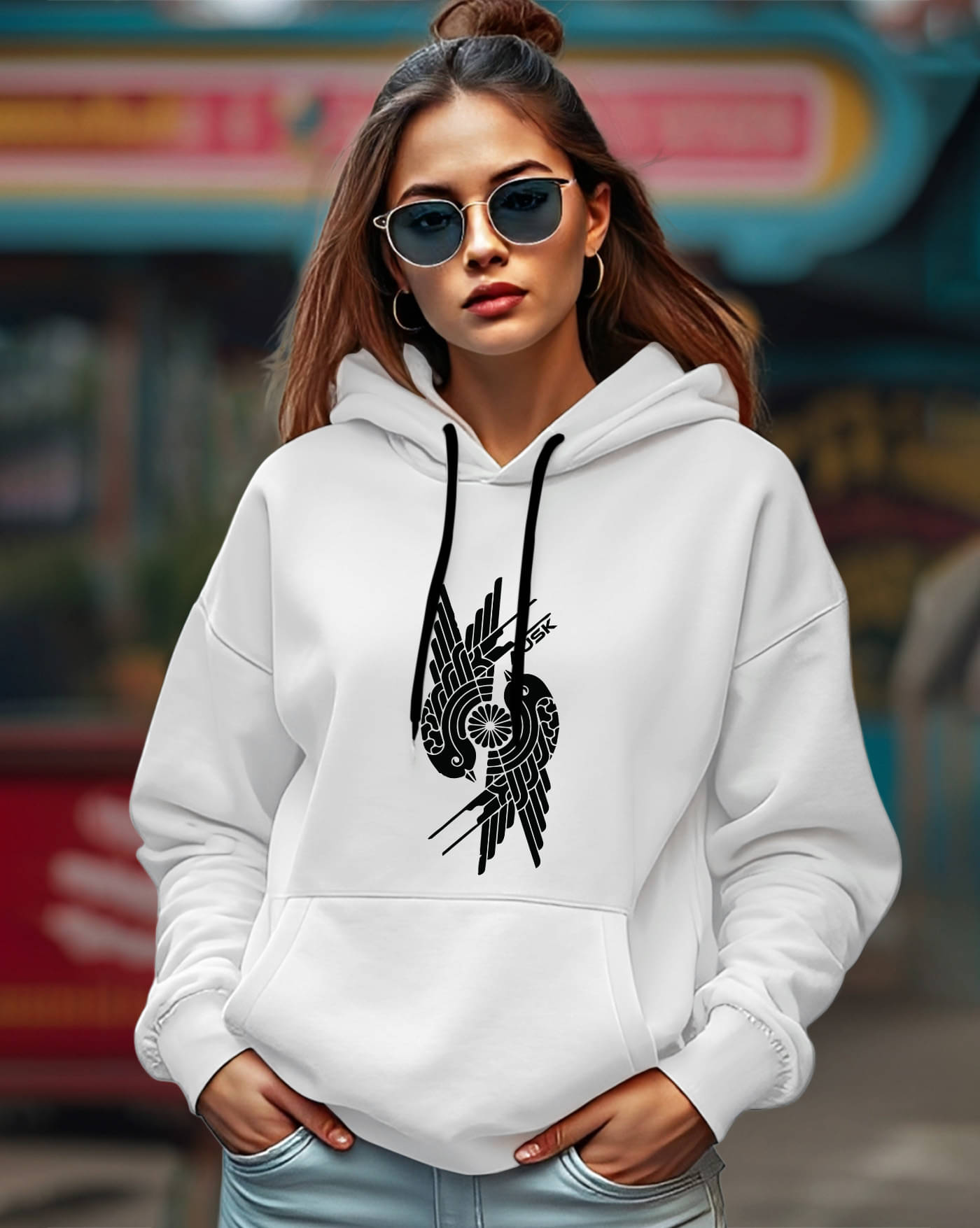     			AUSK Women Fleece Hooded Sweatshirt For Light Winters ( White )