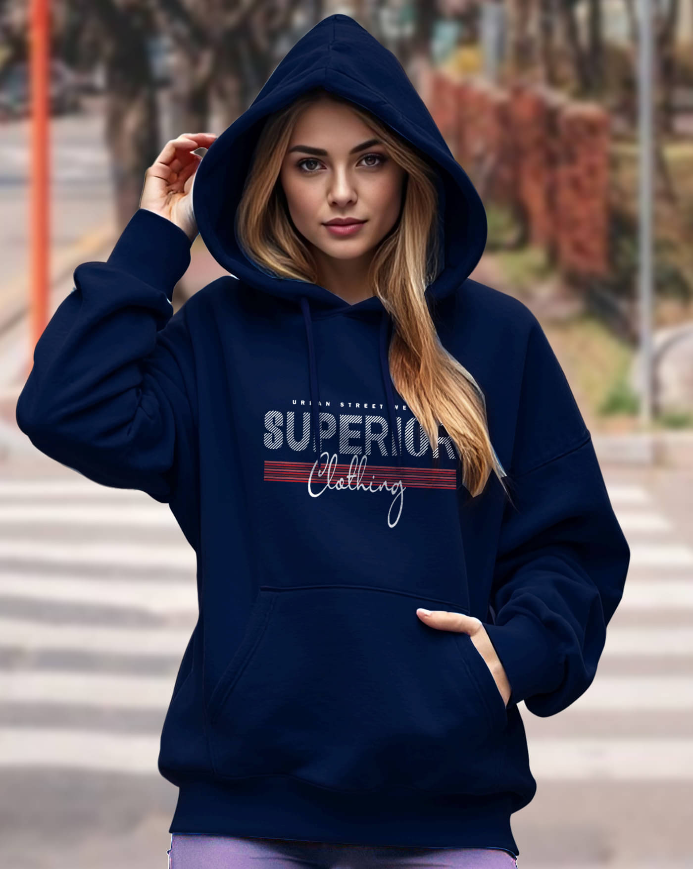     			AUSK Women Fleece Hooded Sweatshirt For Light Winters ( Blue )