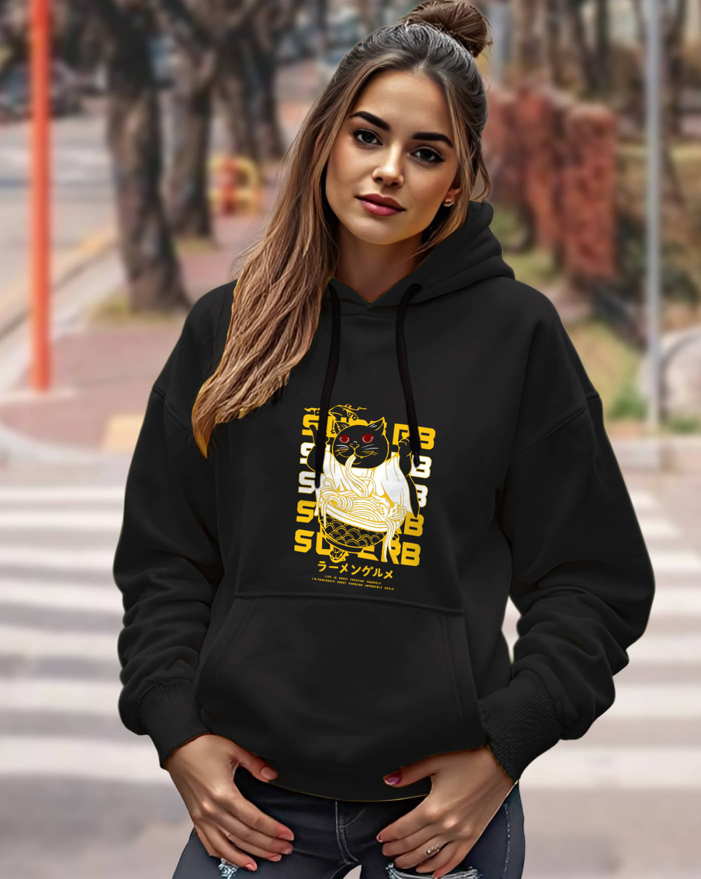     			AUSK Women Fleece Hooded Sweatshirt For Light Winters ( Black )