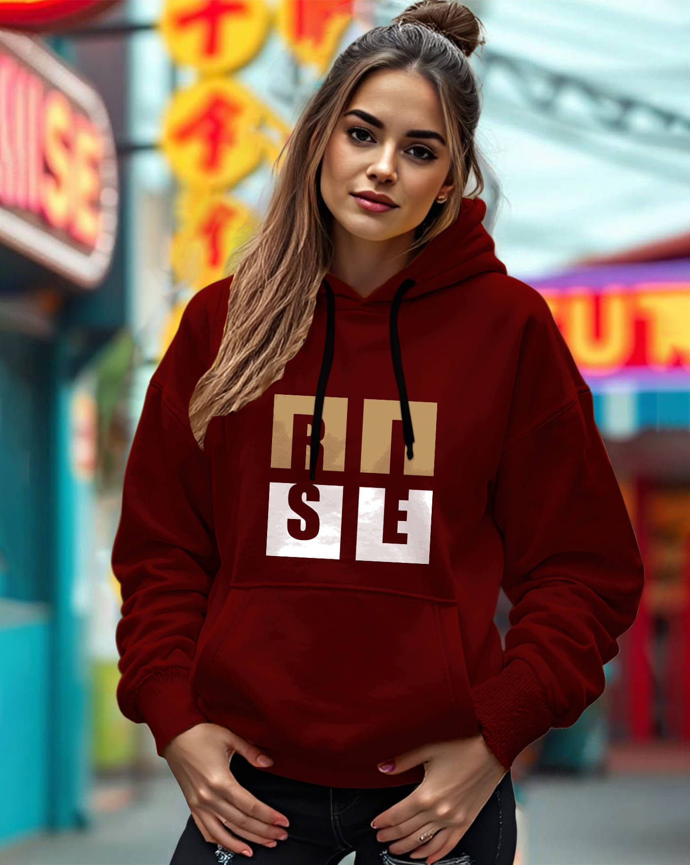     			AUSK Women Fleece Hooded Sweatshirt For Light Winters ( Maroon )