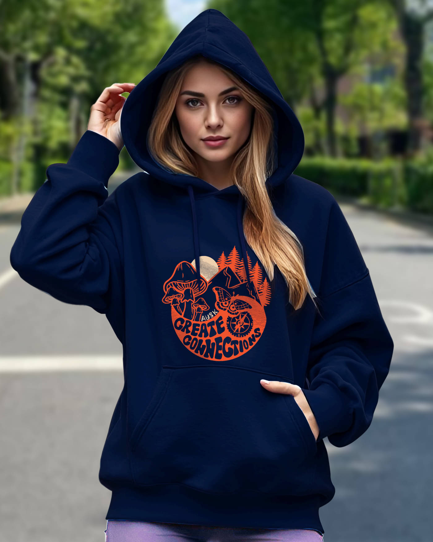     			AUSK Women Fleece Hooded Sweatshirt For Light Winters ( Blue )