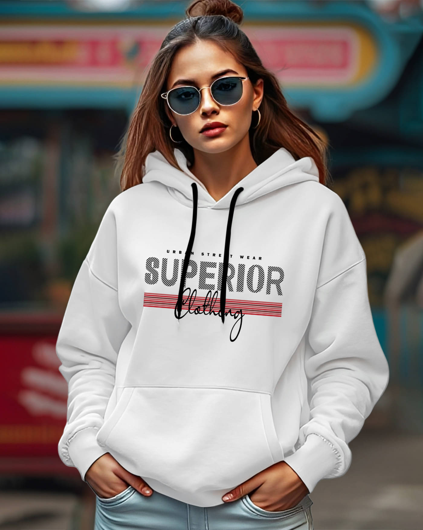     			AUSK Women Fleece Hooded Sweatshirt For Light Winters ( White )