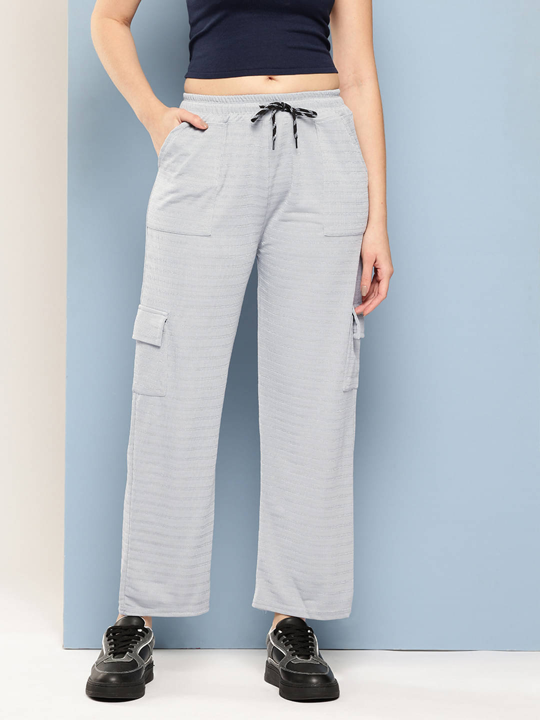     			Aarika Women Nylon Casual Trousers ( Grey )