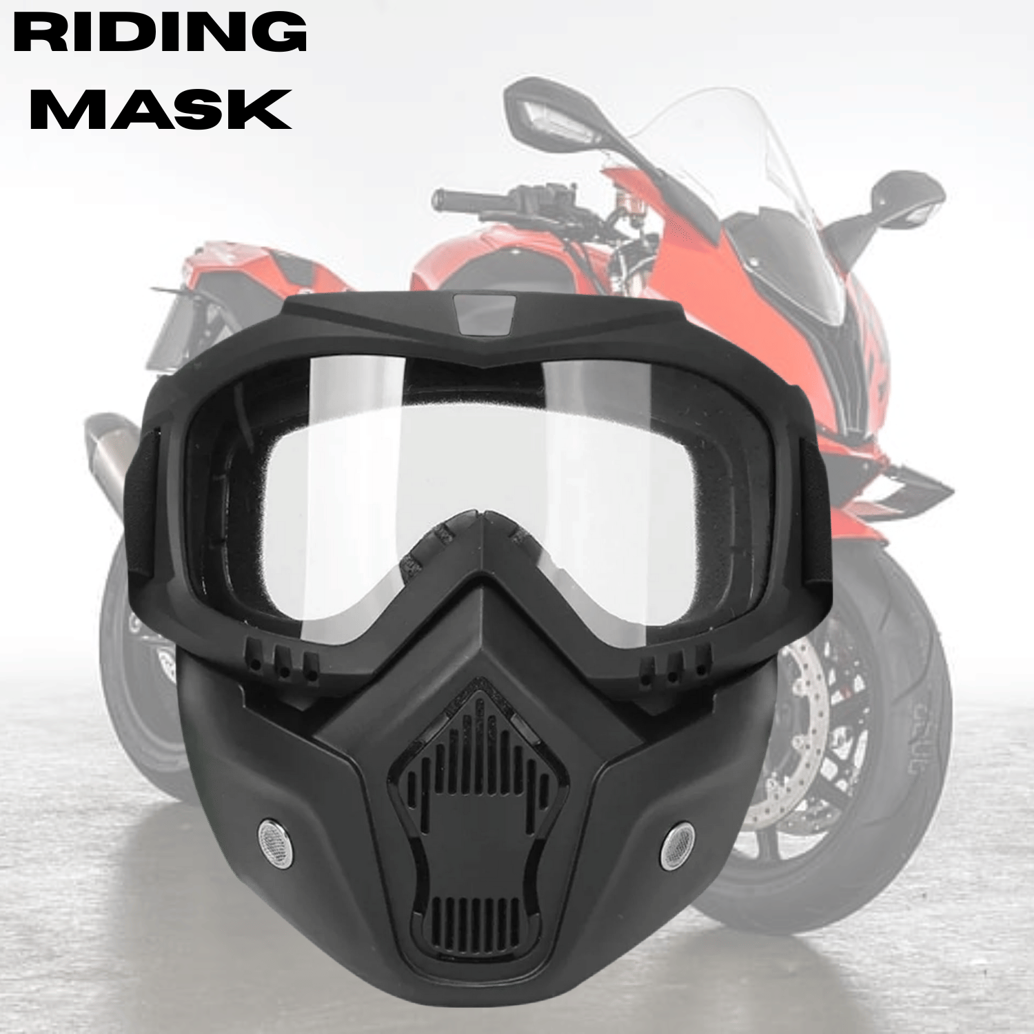     			Aksmit Motorcycle Helmet Riding Goggles Glasses With Removable Face Mask,Detachable -proof Warm Goggles Mouth Filter Adjustable Non-slip Strap Vintage Fight Motocross Eyewear ( Transparent )