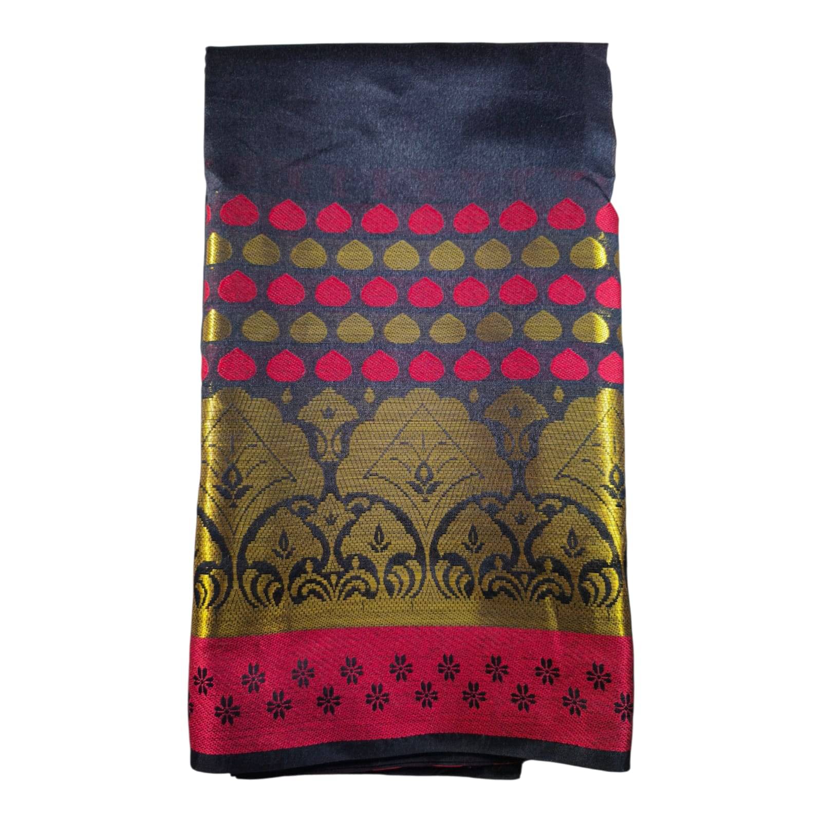     			Anaya Saree Art Silk Self Design Patola Saree With Unstitched Blouse Piece ( Black )