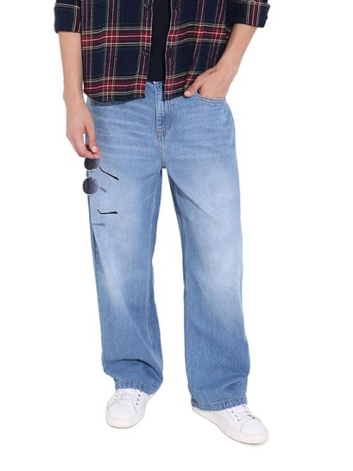     			AngelFab Relaxed Clean Look Men's Jeans - Light Blue ( Pack of 1 )