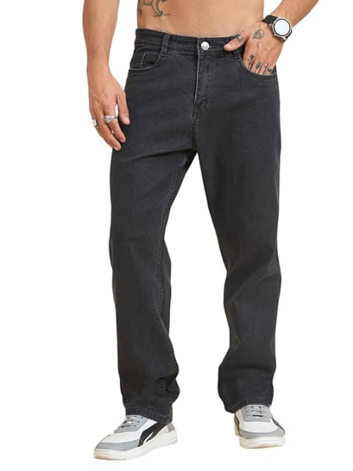 AngelFab Relaxed Clean Look Men's Jeans - Black ( Pack of 1 ) - Jeans | Buy online on ZillyBuy