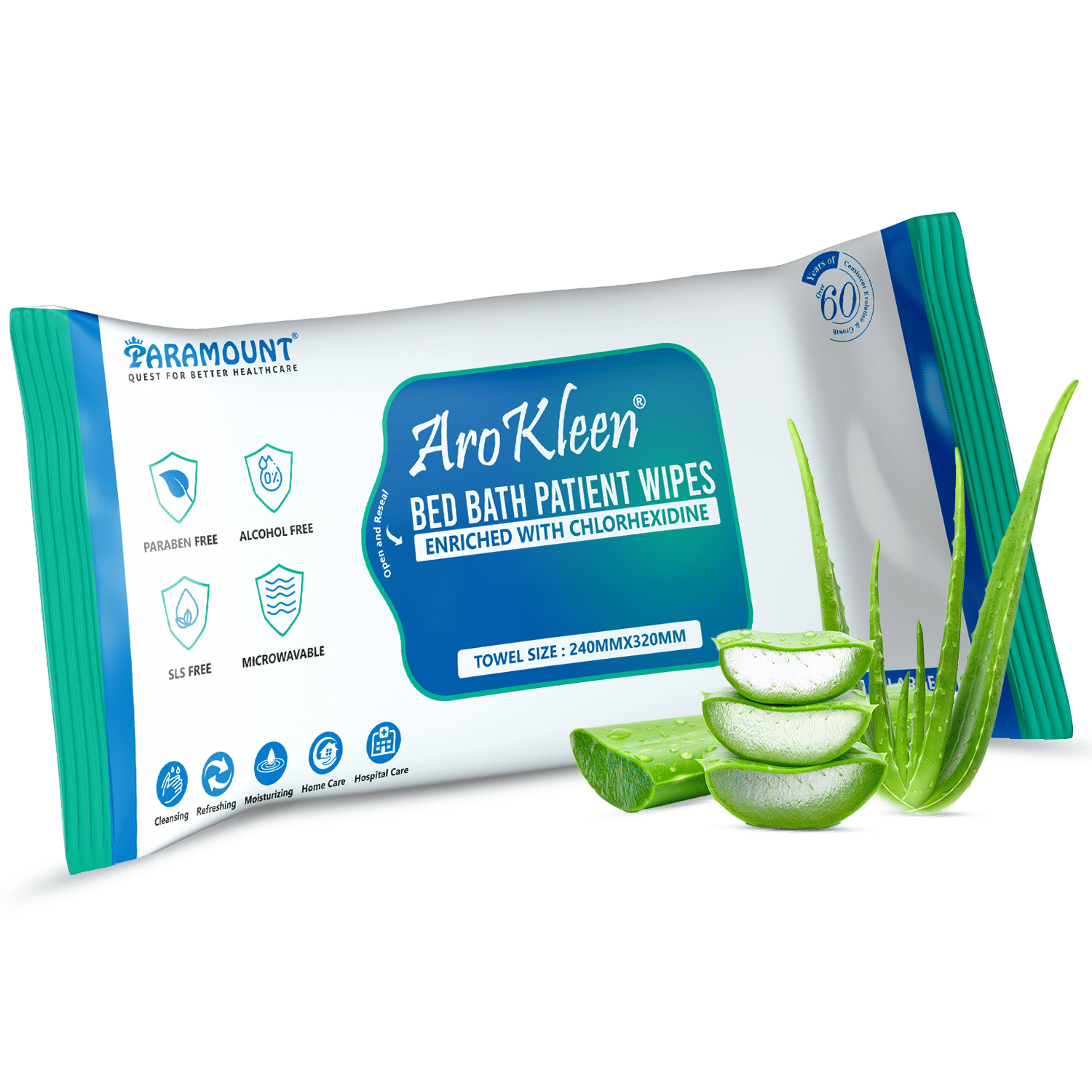     			Arokleen Bed Bath Patient Wipes Pack of 1 Wet Wipes ( 10 Pcs )
