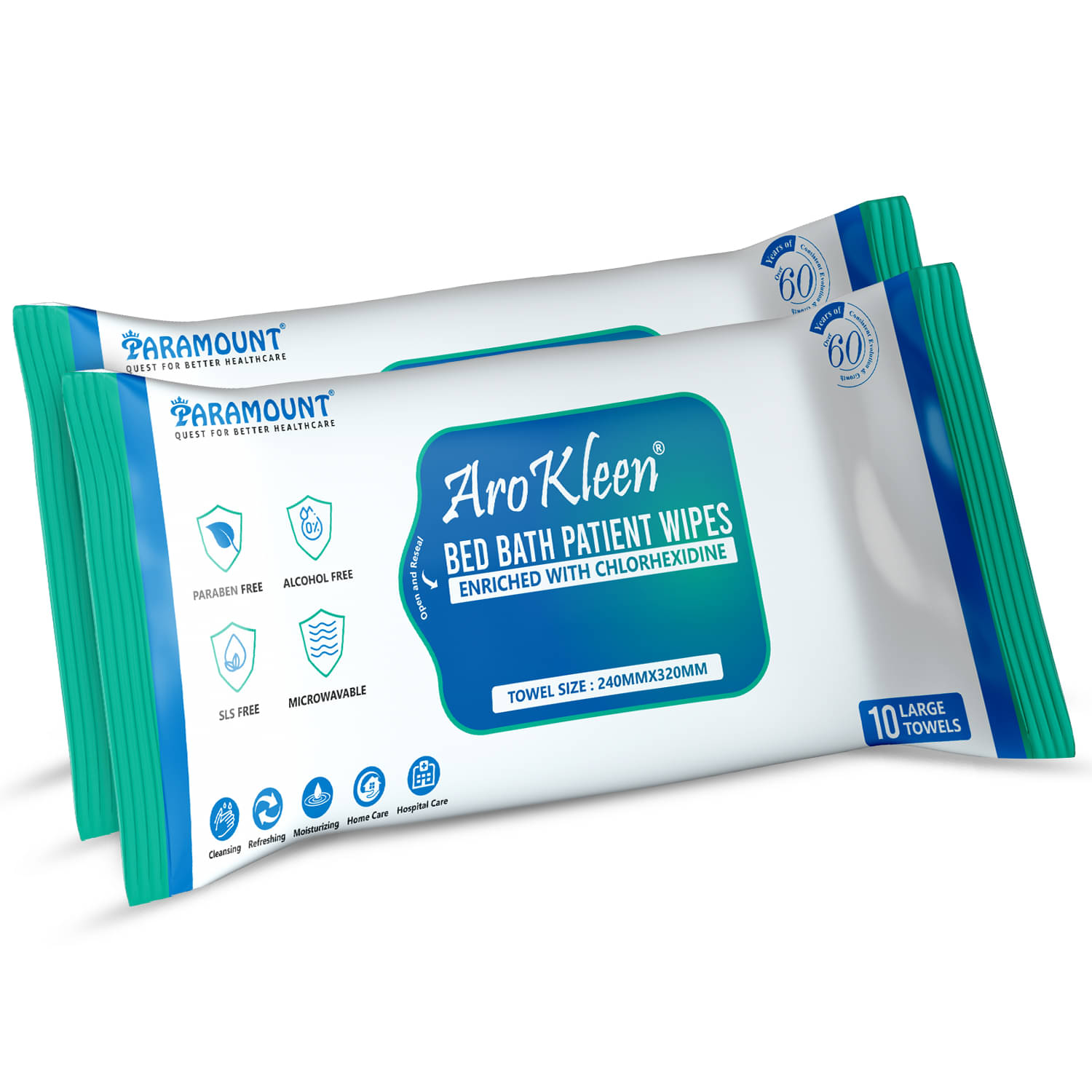     			Arokleen Bed Bath Wipes For Men & Women-Pack of 2 Wet Wipes ( 20 Pcs ) Pack of 2