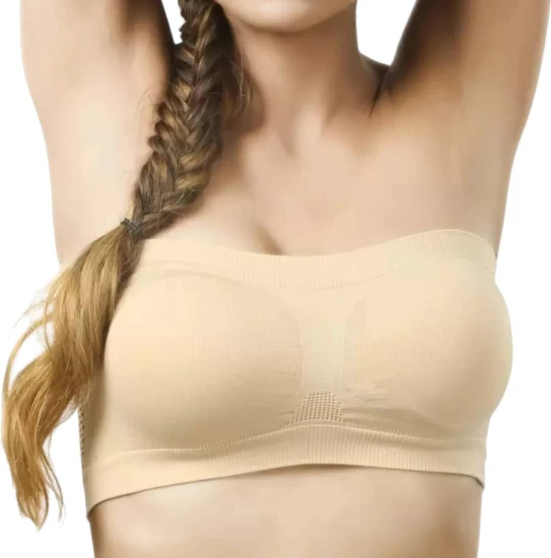 Aura textiles Pack of 1 Cotton Blend Non Padded Tube Bra For Women ( Beige )     			Aura textiles Pack of 1 Cotton Blend Non Padded Tube Bra For Women ( Beige )